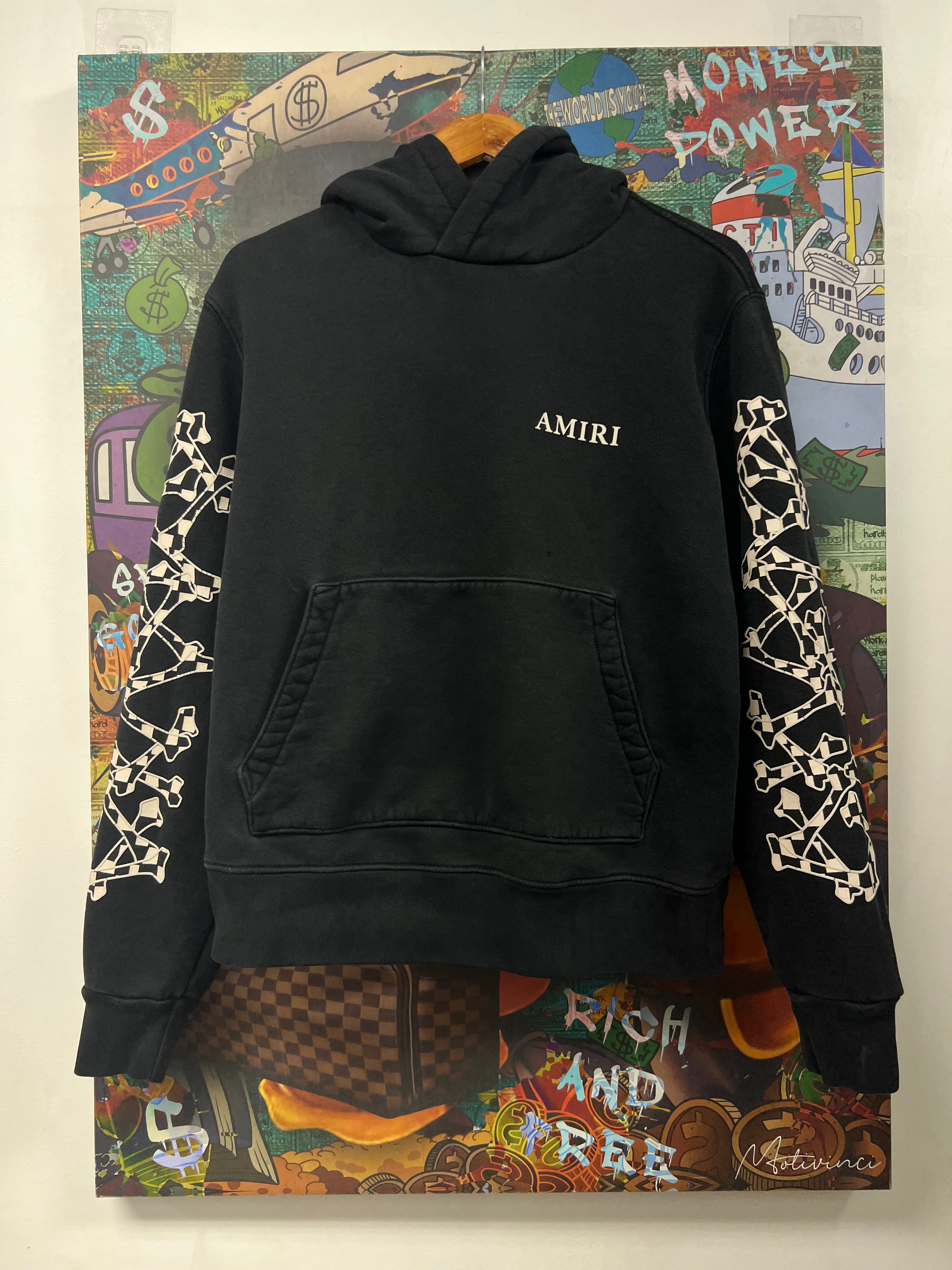 Amiri Black Checkered Bones Hoodie