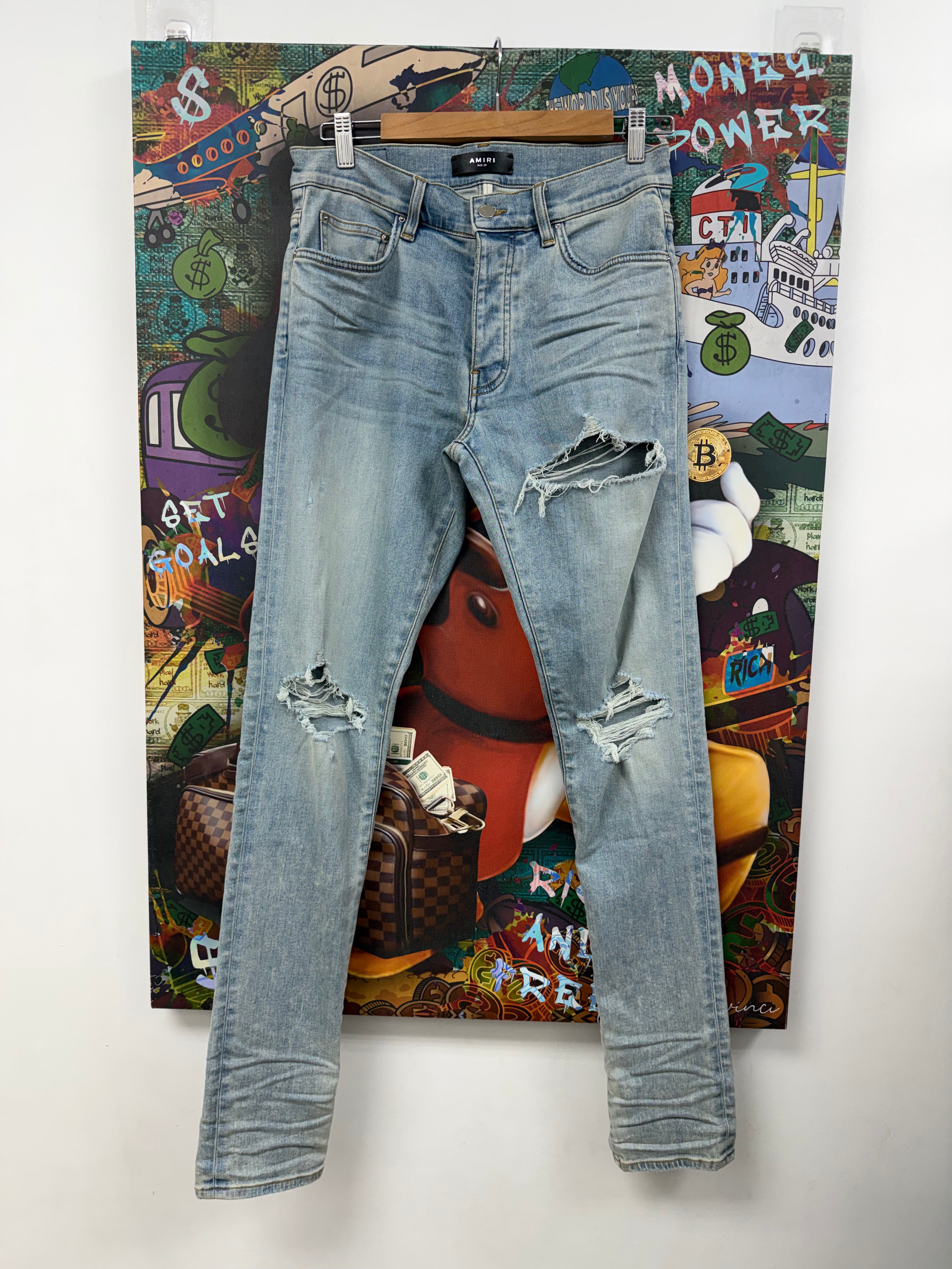 Amiri Light Wash Distressed Surf Indigo Jeans