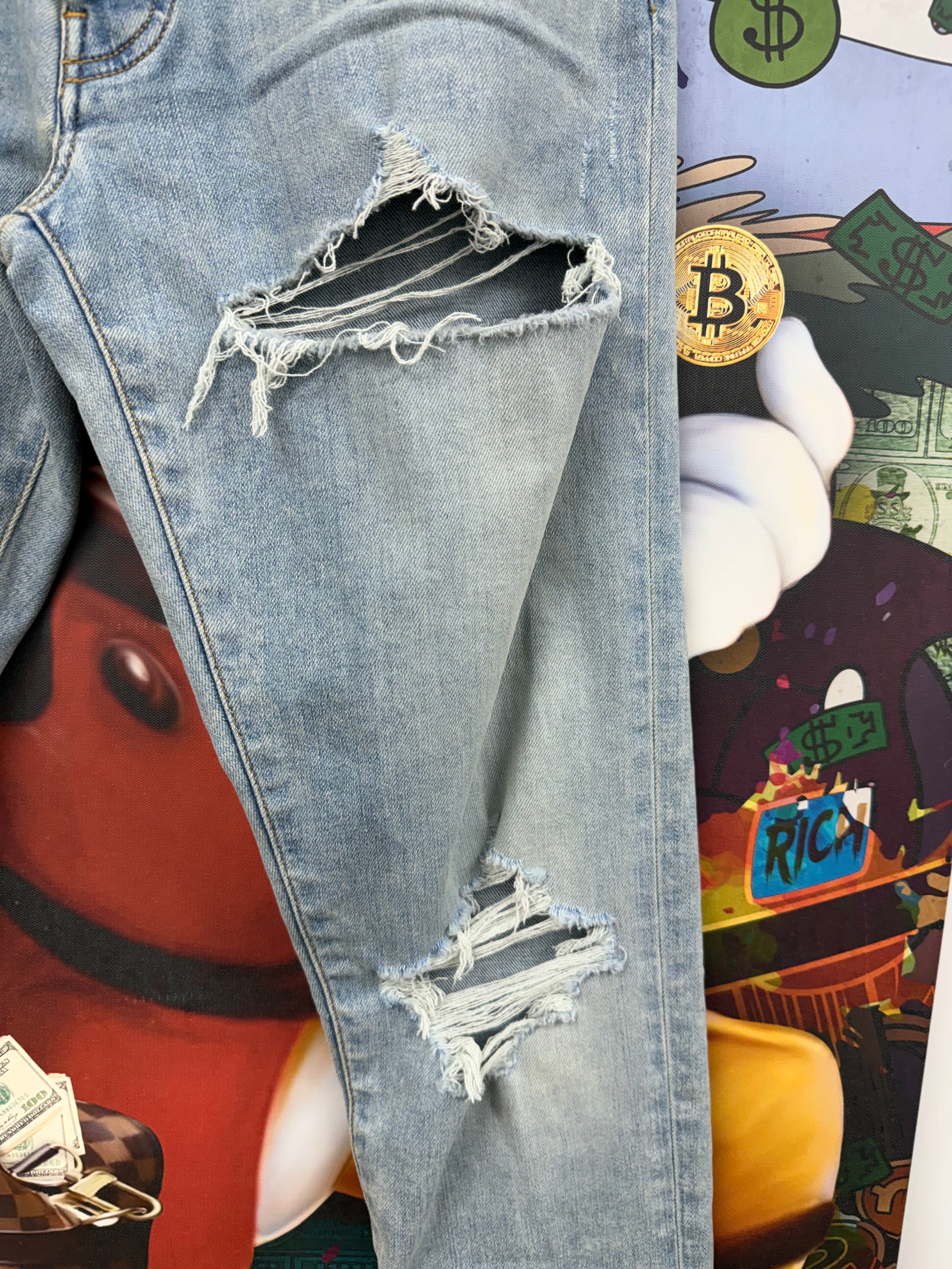 Amiri Light Wash Distressed Surf Indigo Jeans