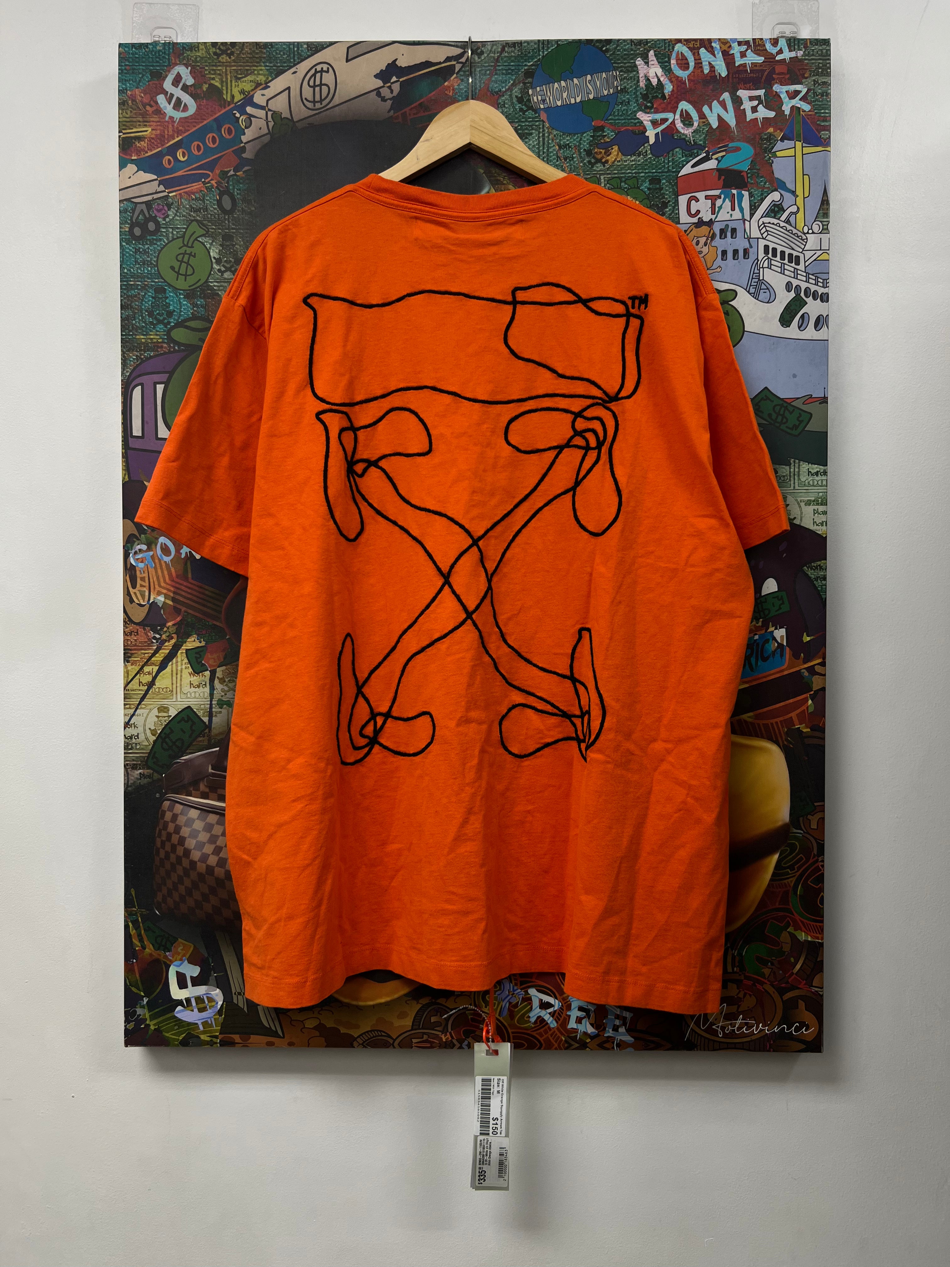 Off White Orange Squiggly Arrows Tee