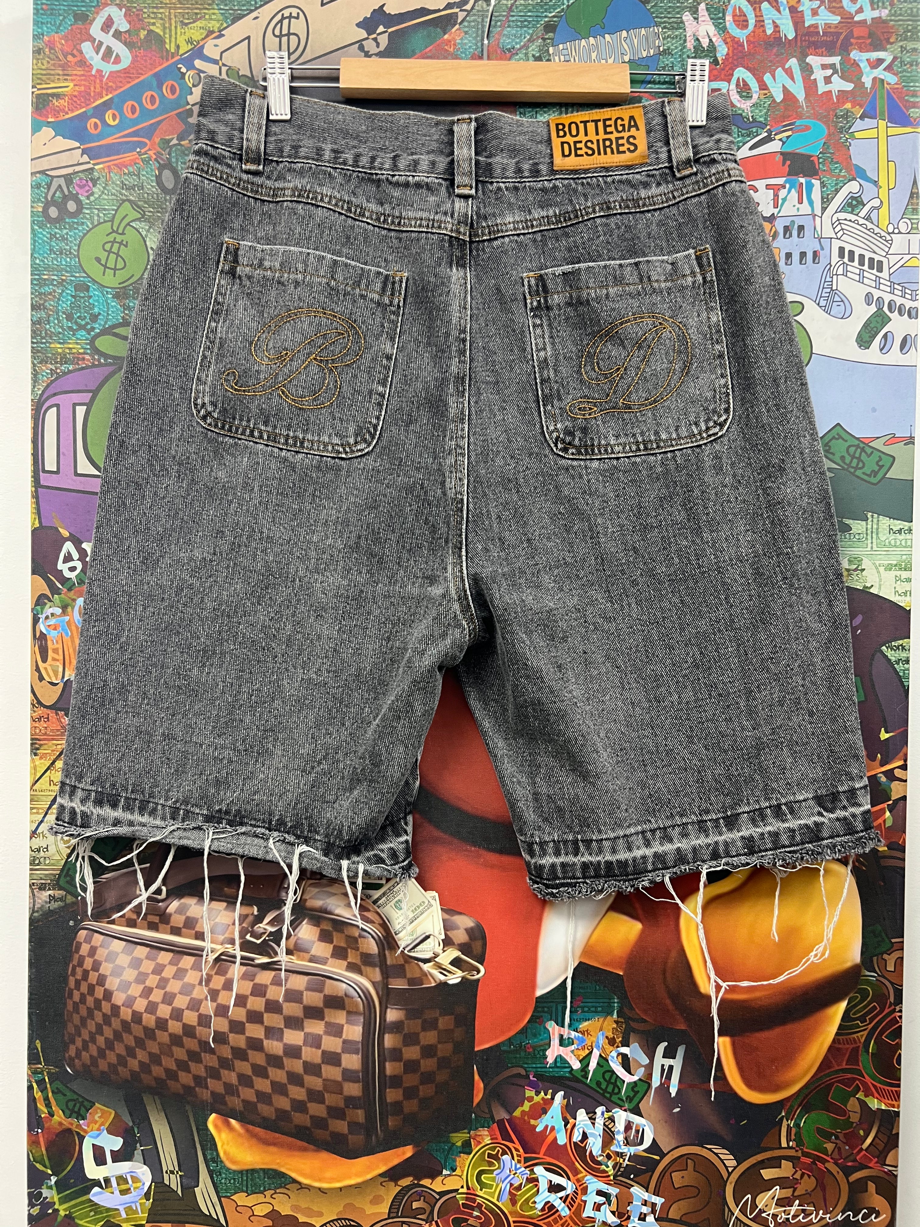 Bottega Desires Black Wash Arc Jean Shorts