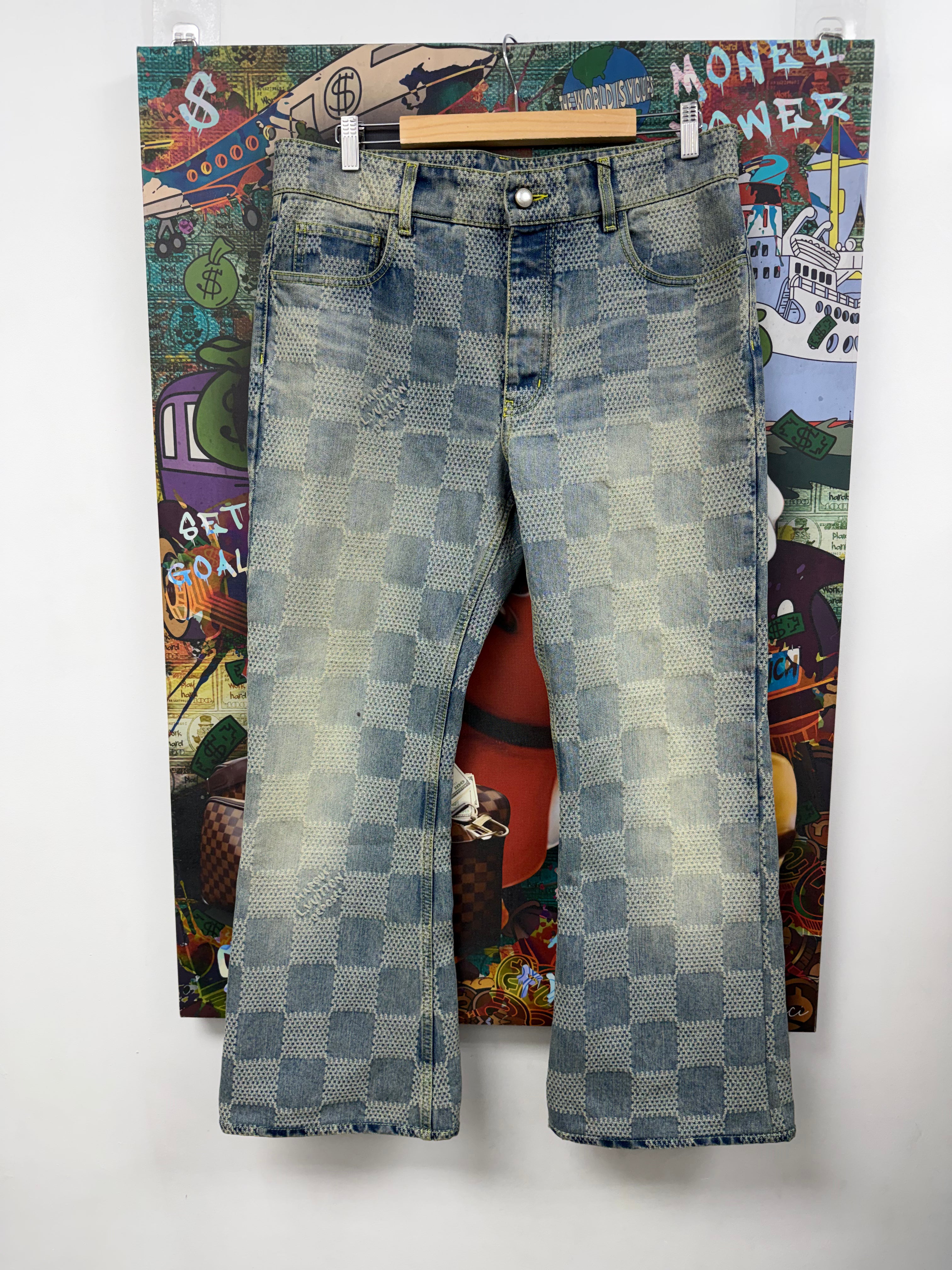 Louis Vuitton Light Wash Damier Wavy Jeans