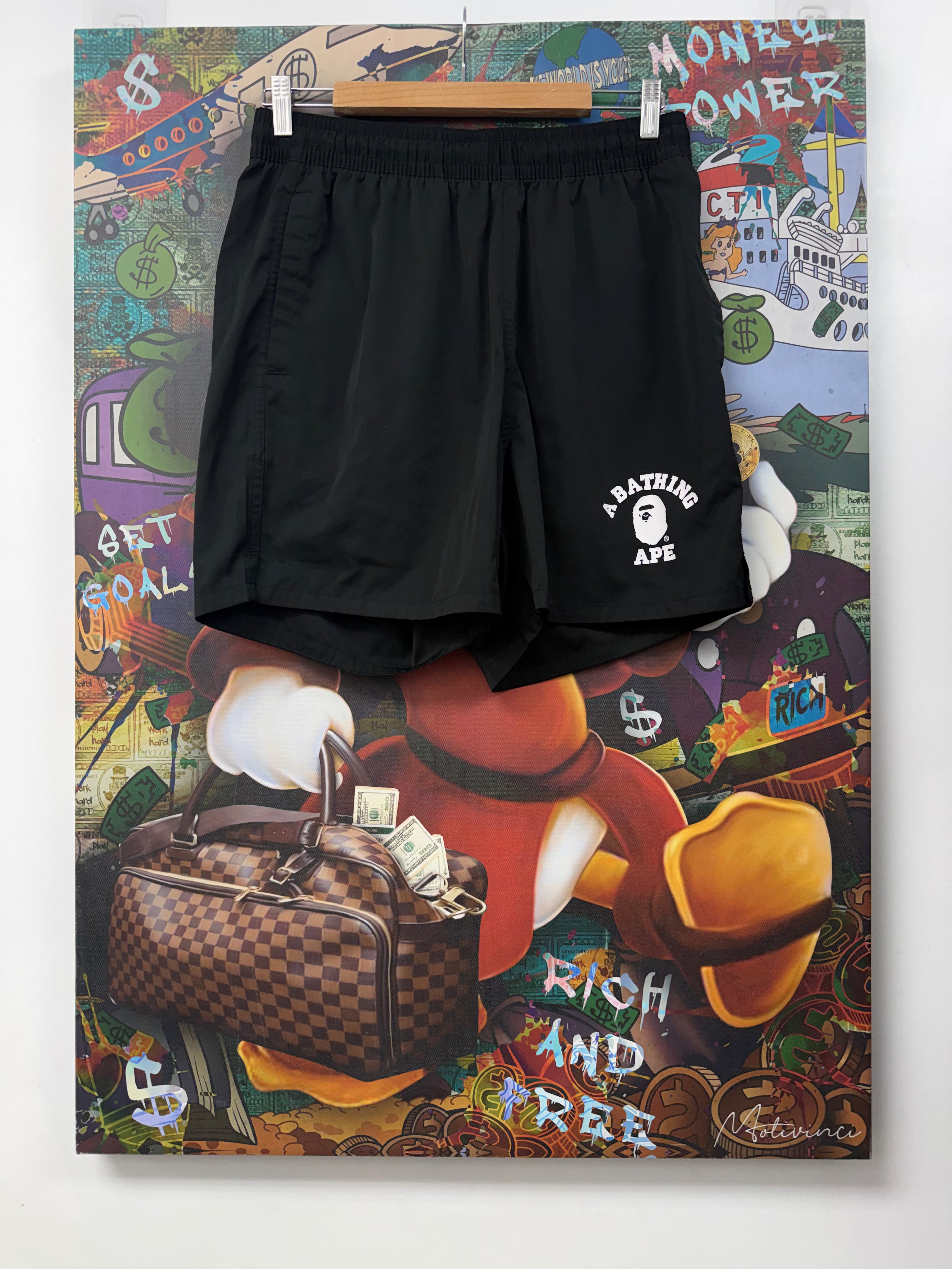 BAPE Black White Logo Shorts