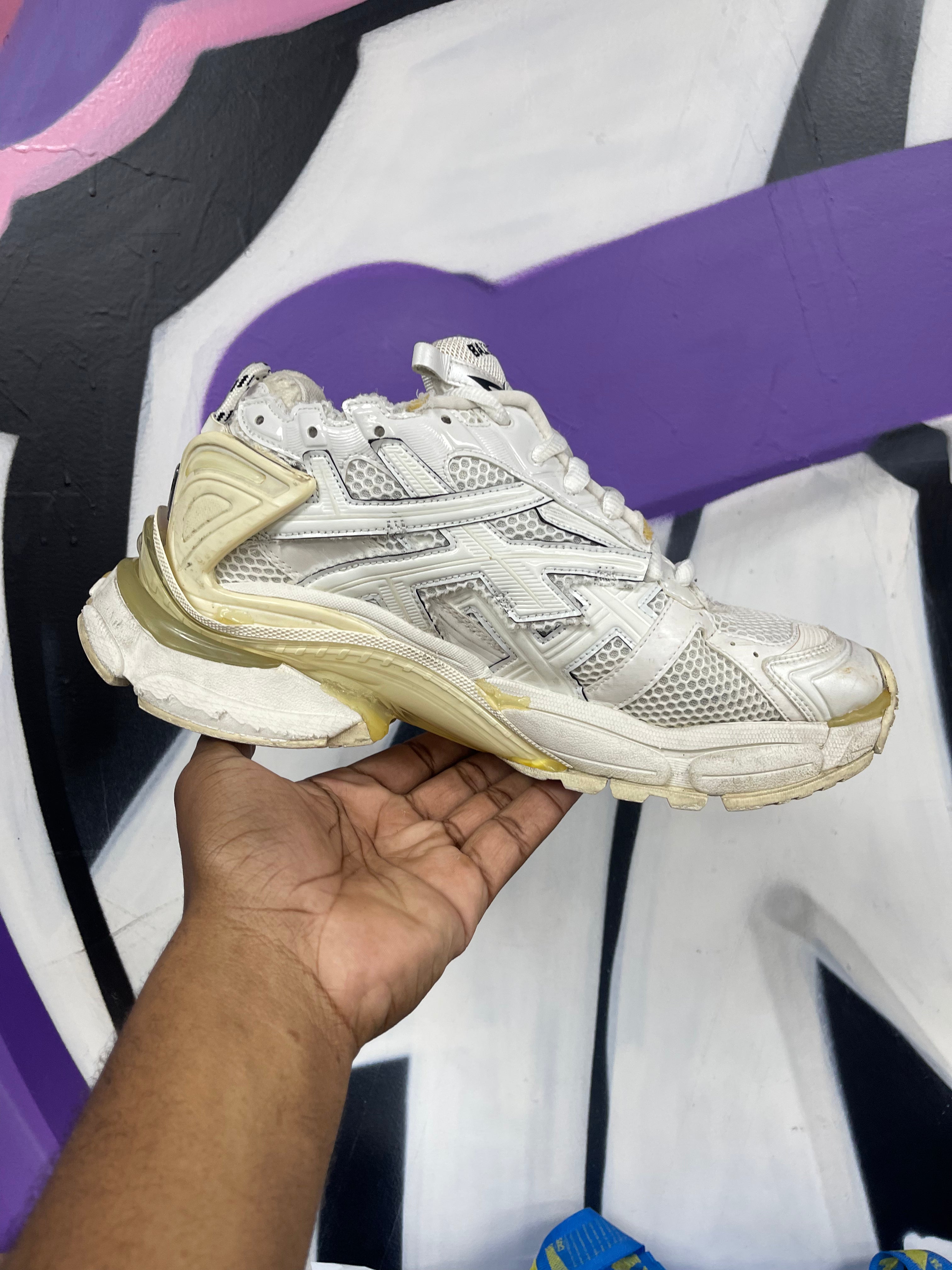 Balenciaga White Cream Runner Sneakers