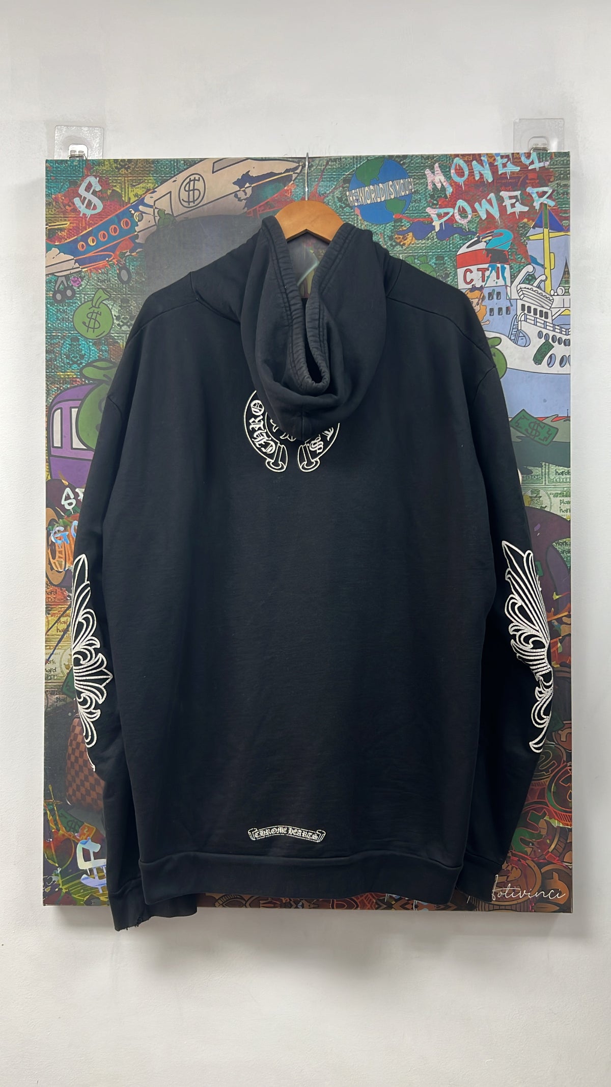 Chrome Hearts Black T-Bar Floral Zip Up