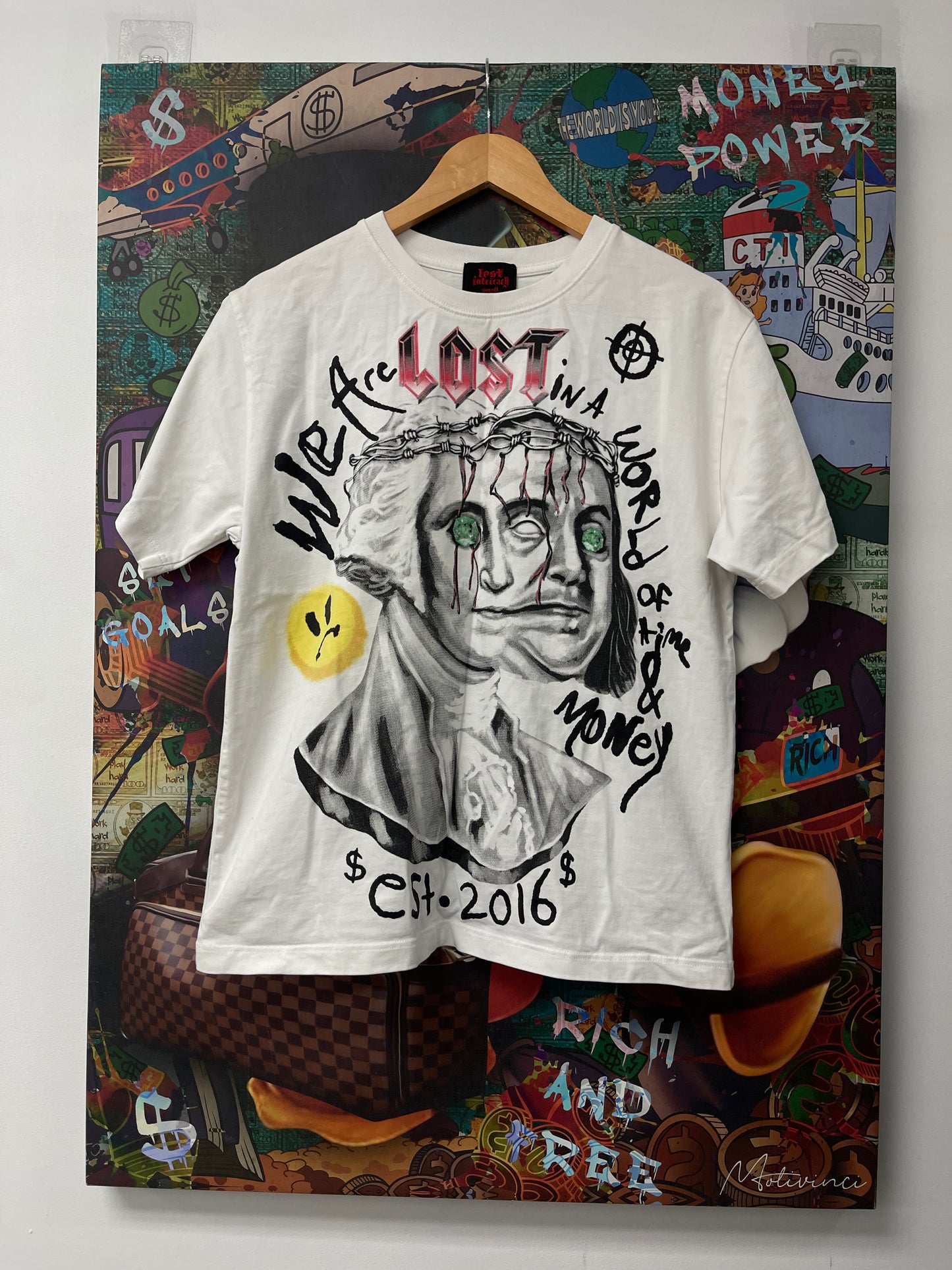Lost White Benjamin Franklin Tee Used Small N/A