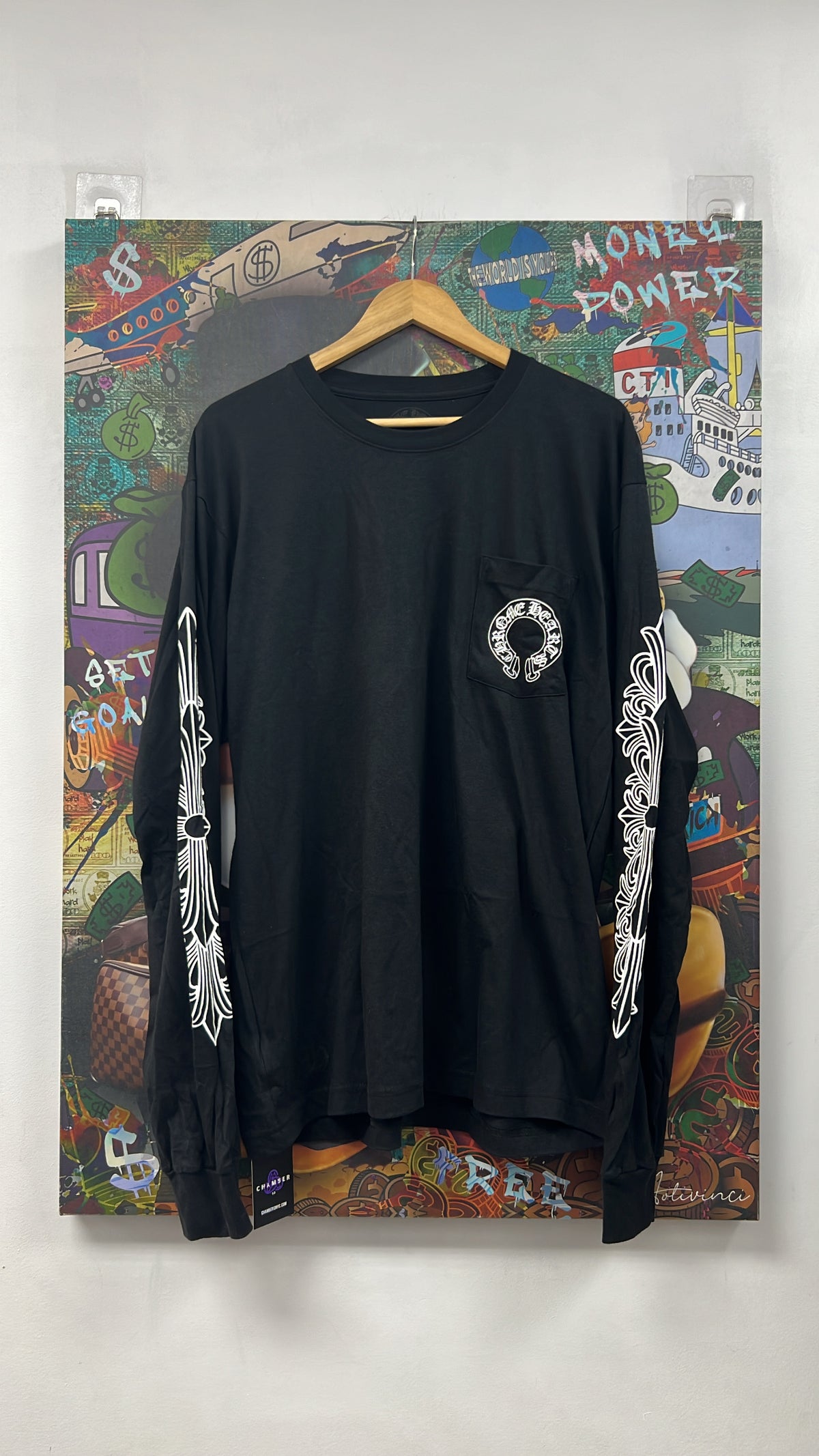 Chrome Hearts Black Miami Floral Horseshoe Long Sleeve