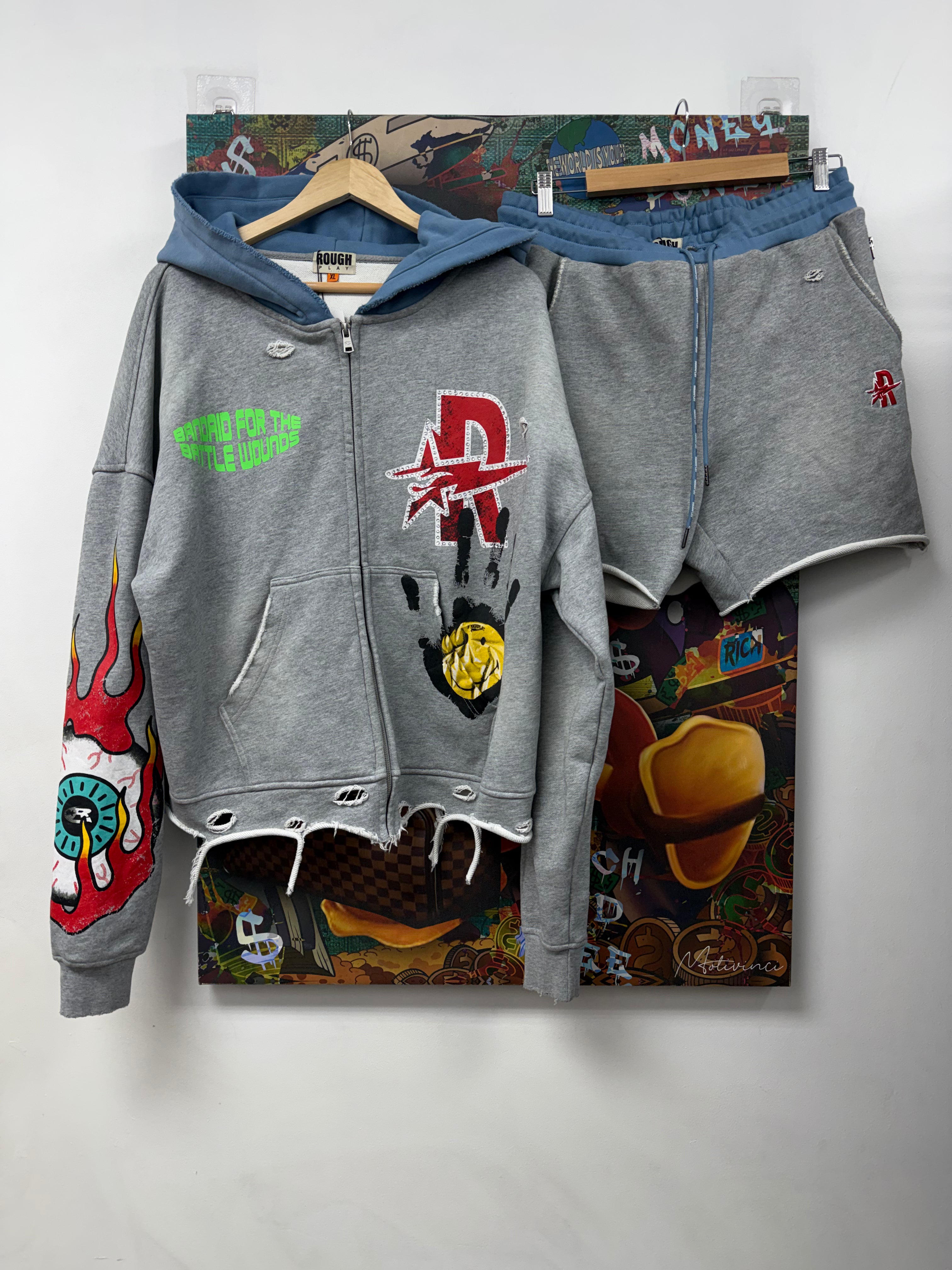 Rough Play Grey Flames Sweatsuit