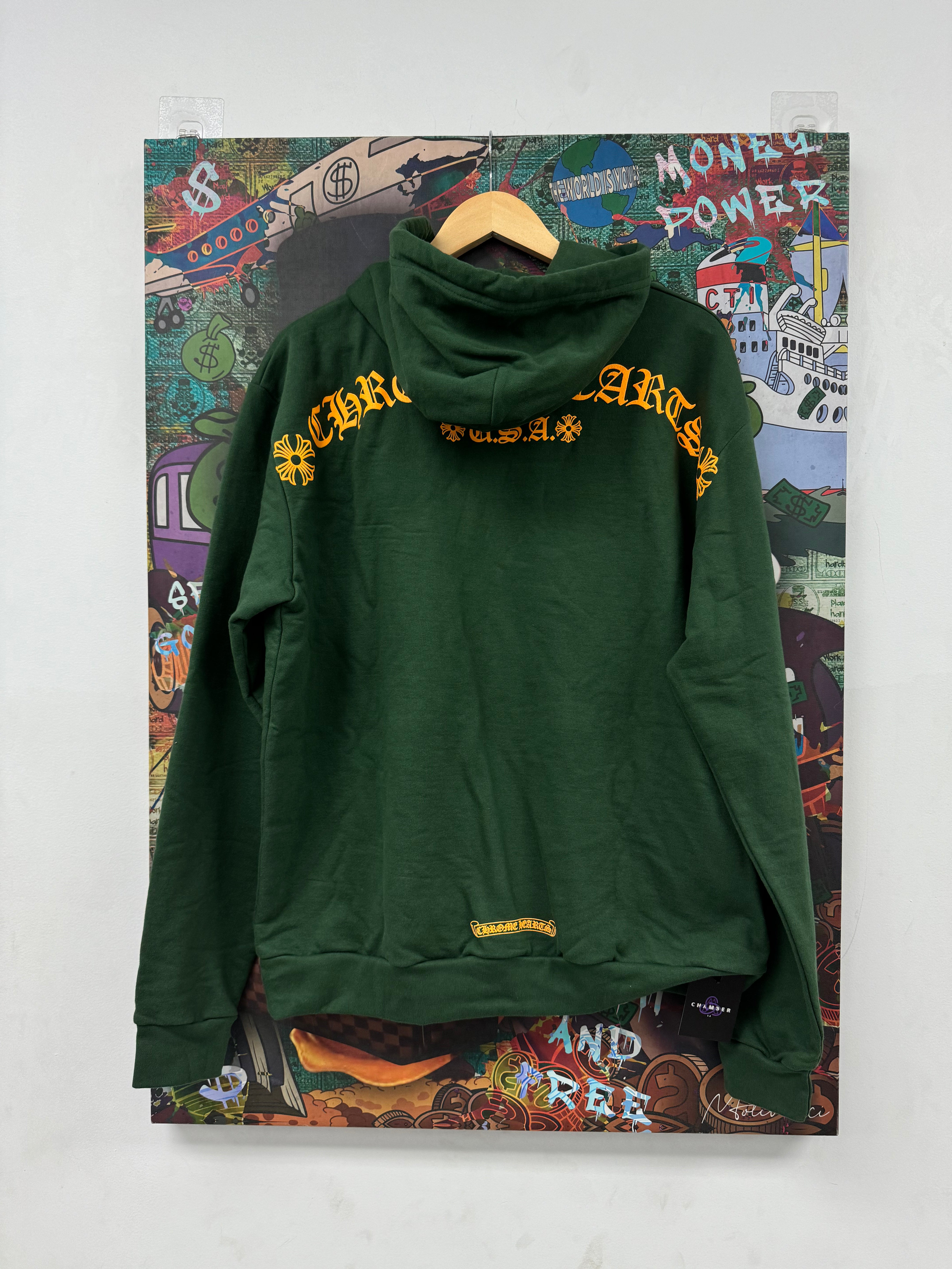 Chrome Hearts Green Yellow T-Bar Hoodie New Medium N/A