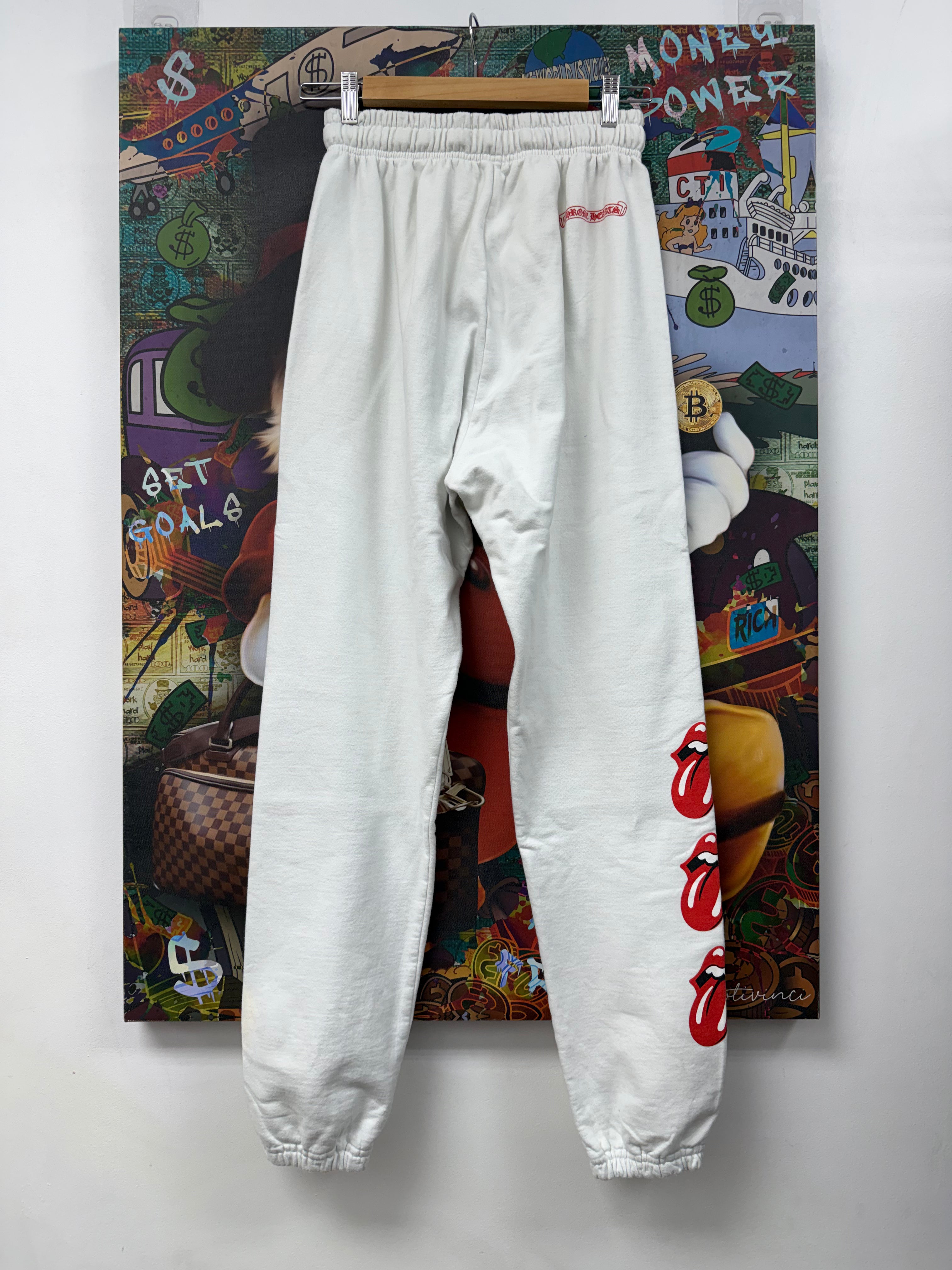Chrome Hearts White Red Rolling Stones Sweats