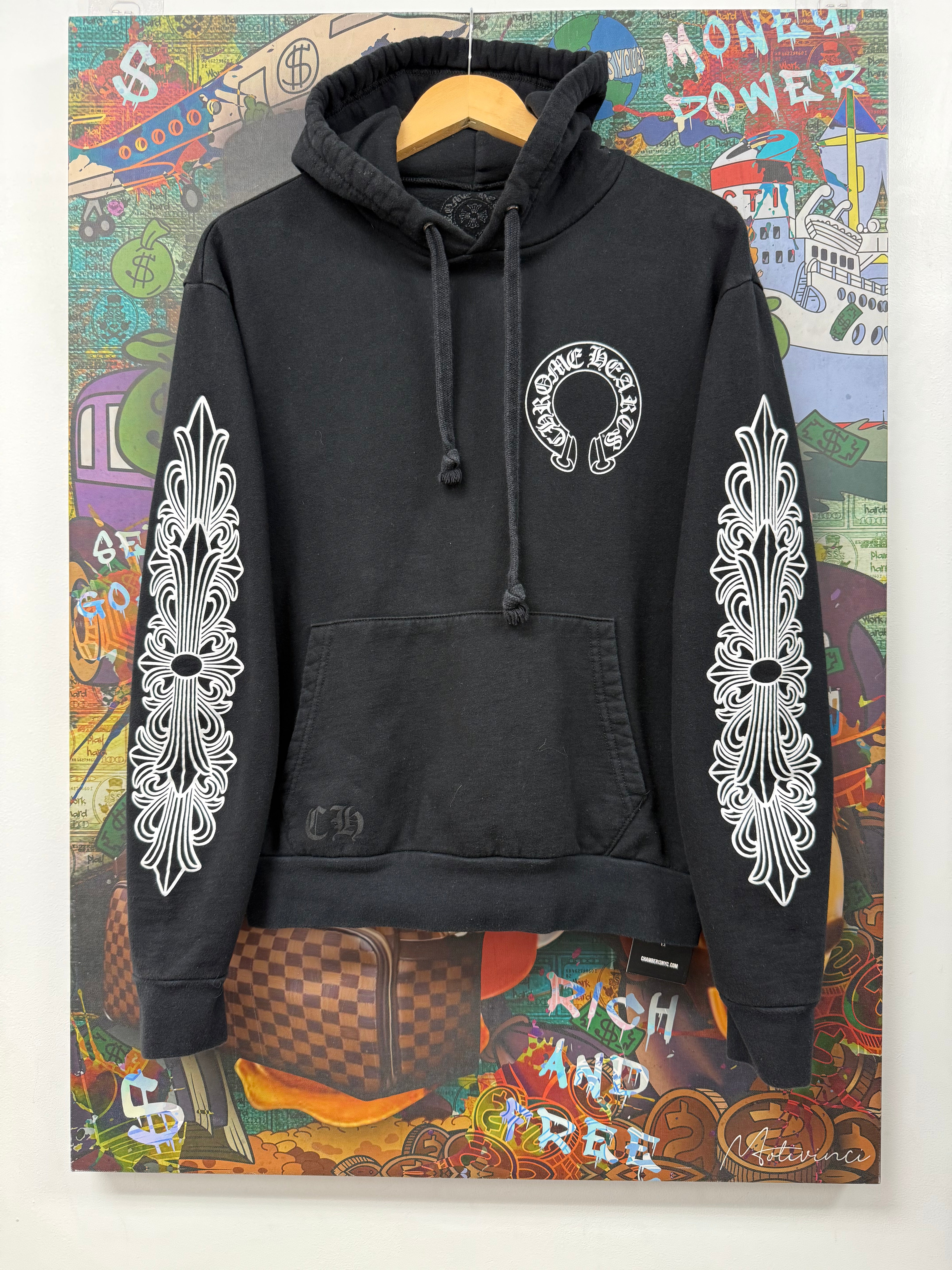 Chrome Hearts Black Floral Horseshoe Pullover