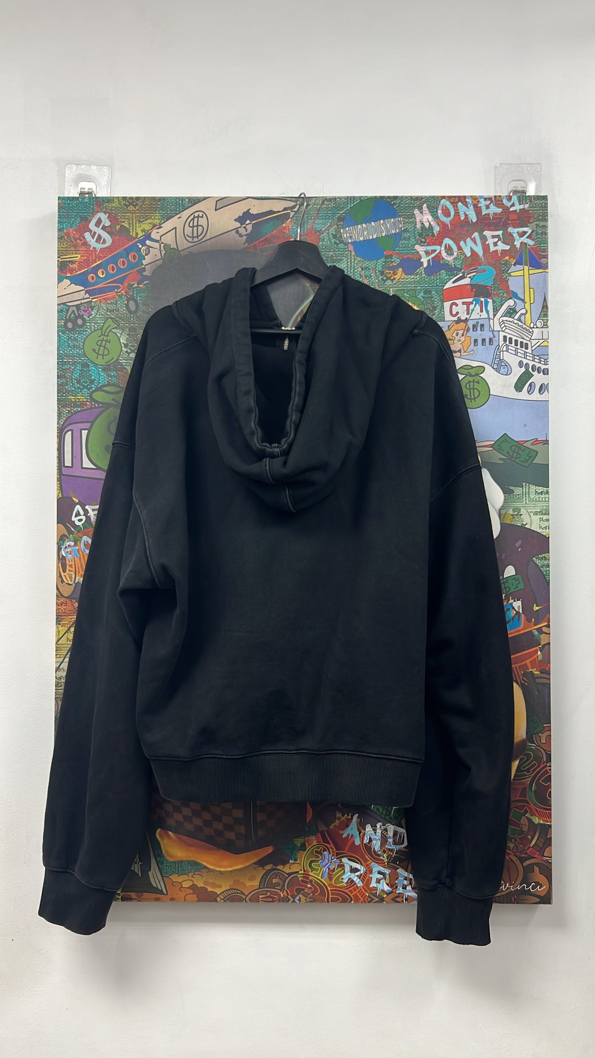 Vertabrae Black Tonal Embroidered Distressed Zip Up