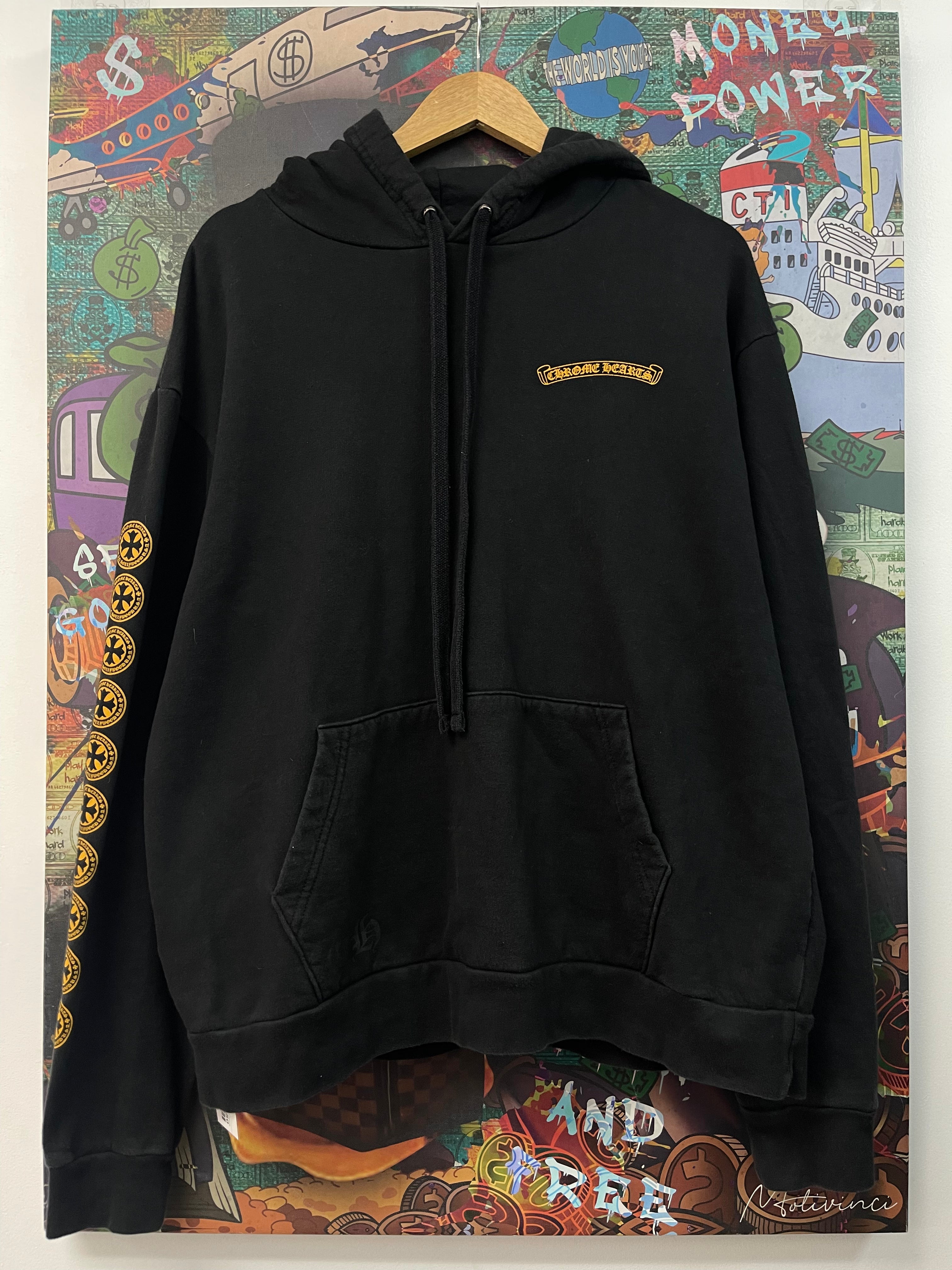 Chrome Hearts Black Yellow Plus Logo Hoodie