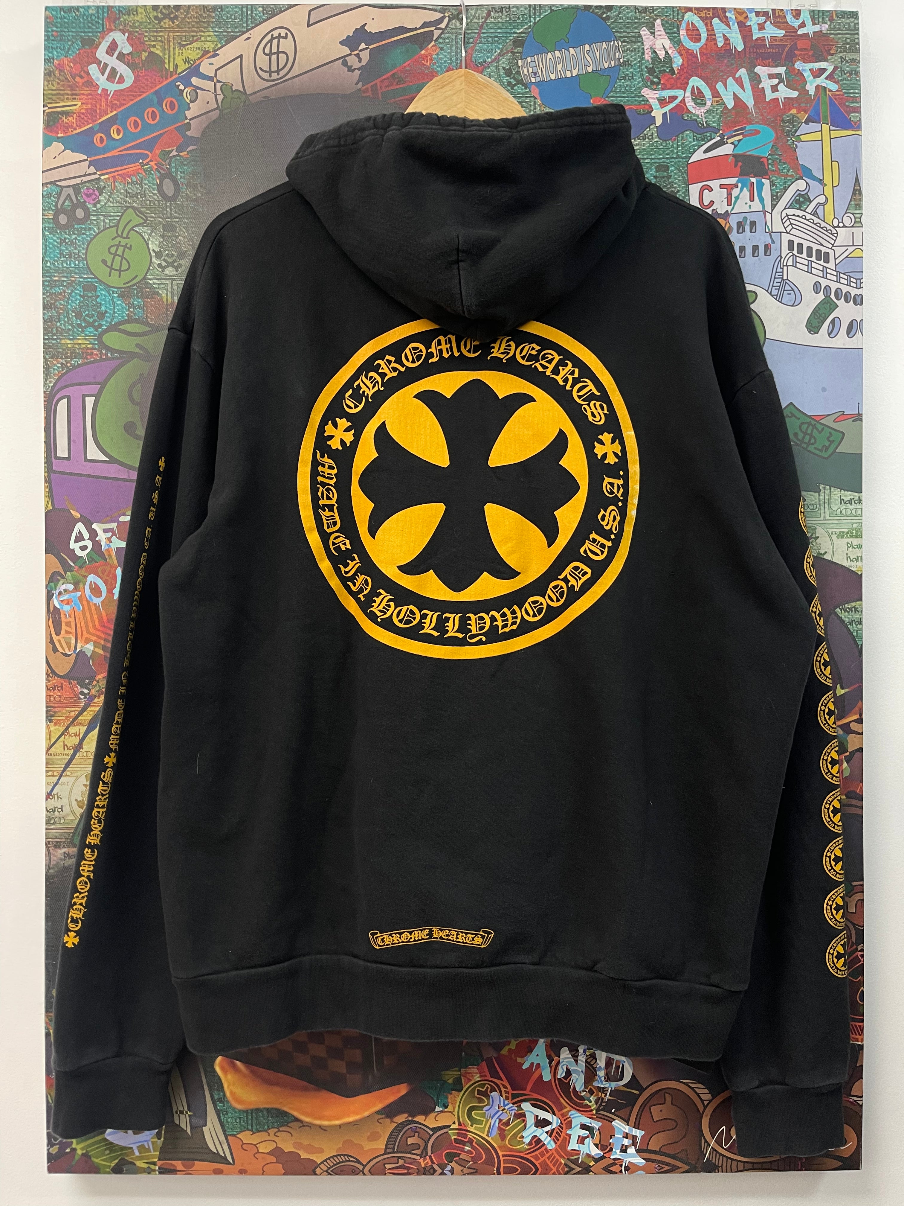 Chrome Hearts Black Yellow Plus Logo Hoodie