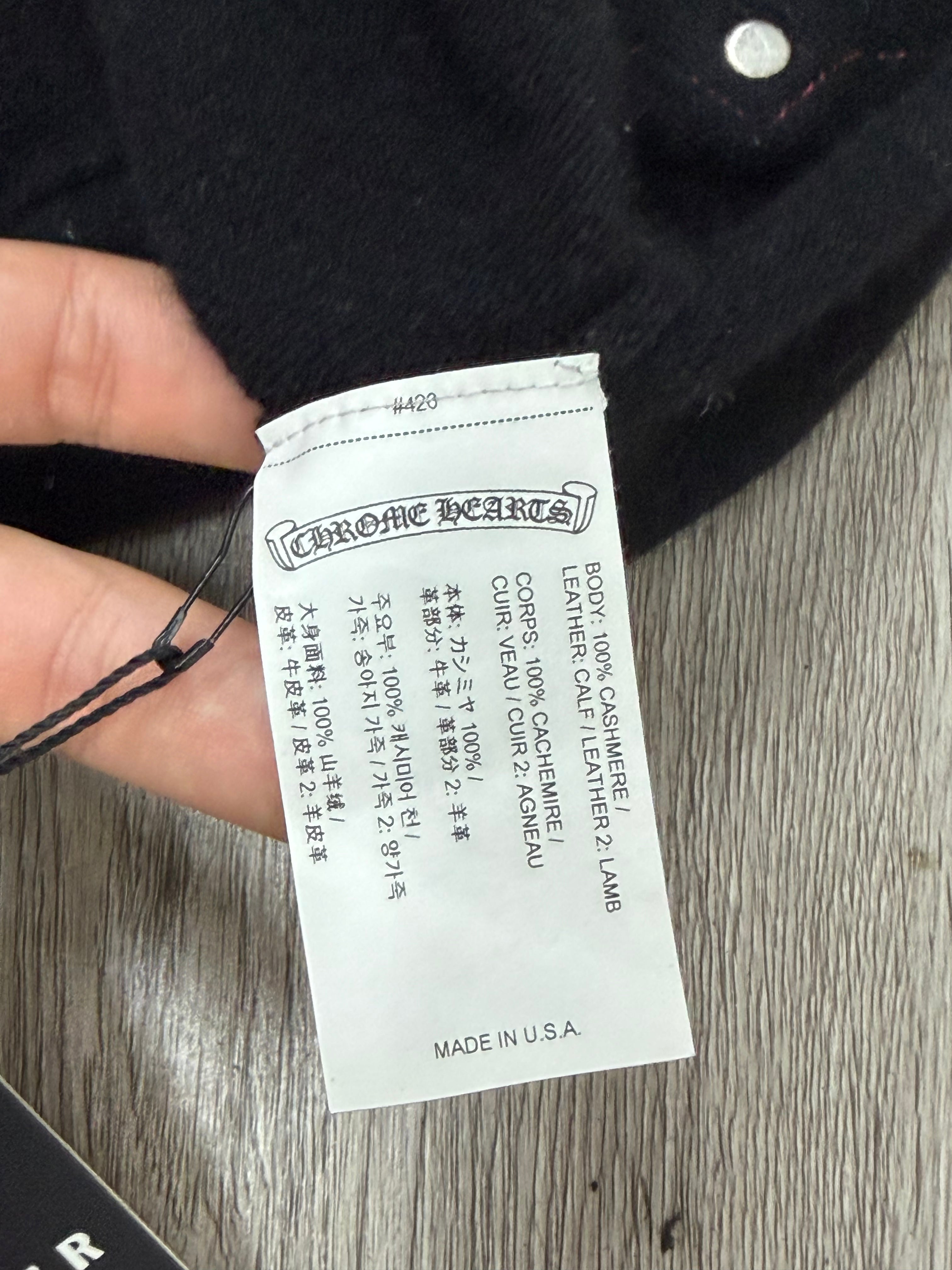 Chrome Hearts Black Red Cross Leather Facemask Beanie