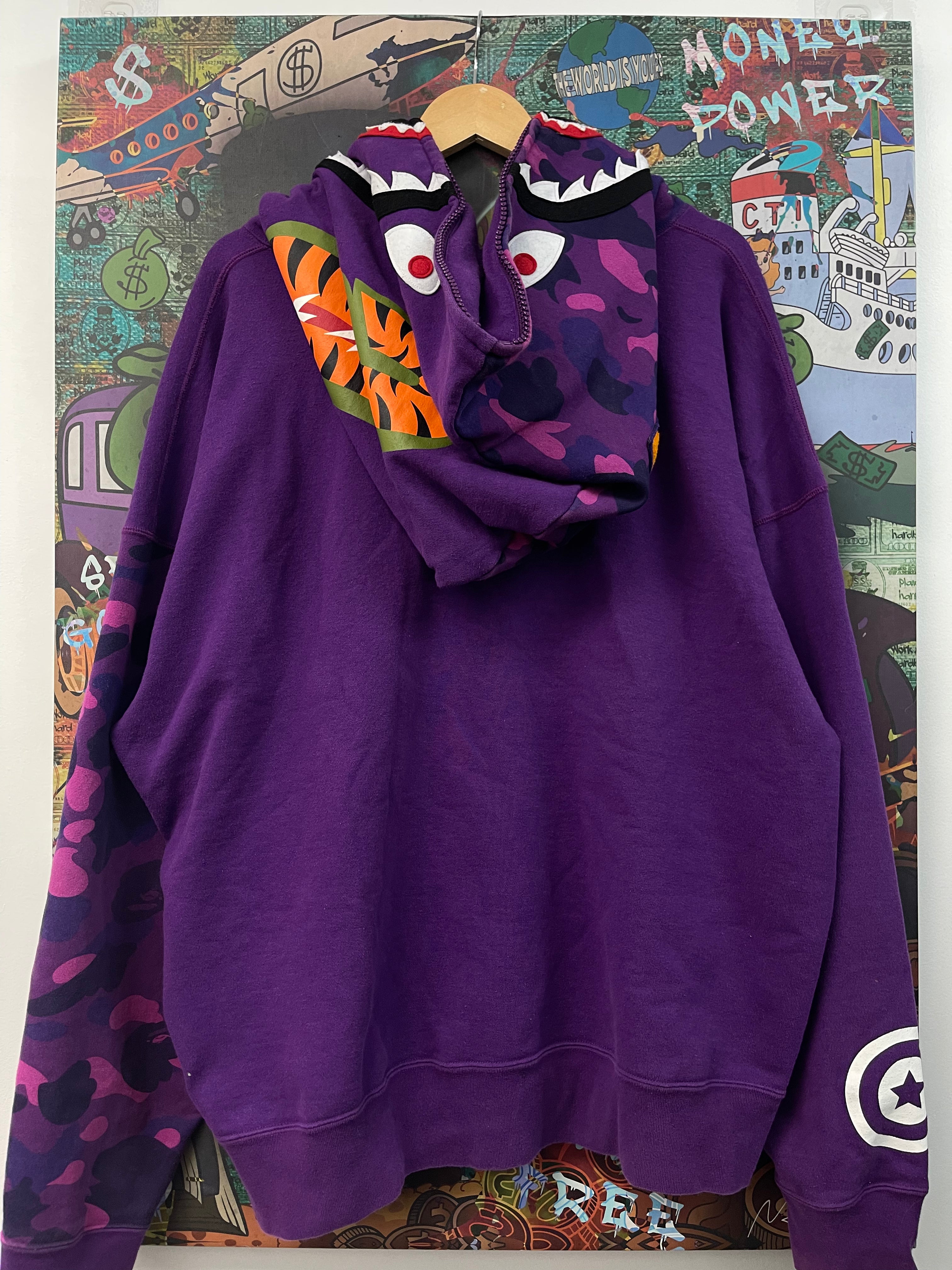 BAPE Purple Shark Zip Up Hoodie