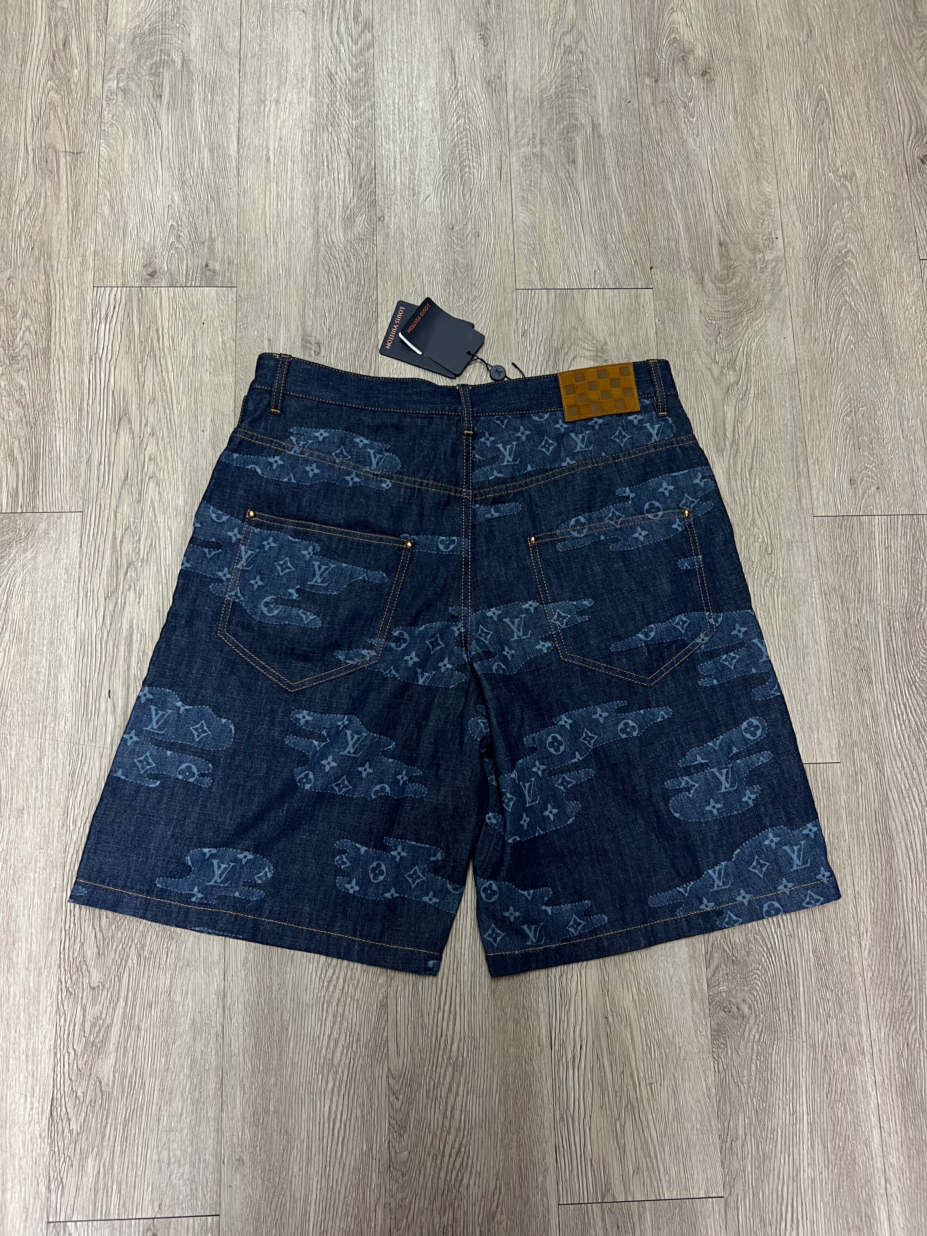 Louis Vuitton Navy Clouds Chambray Shorts