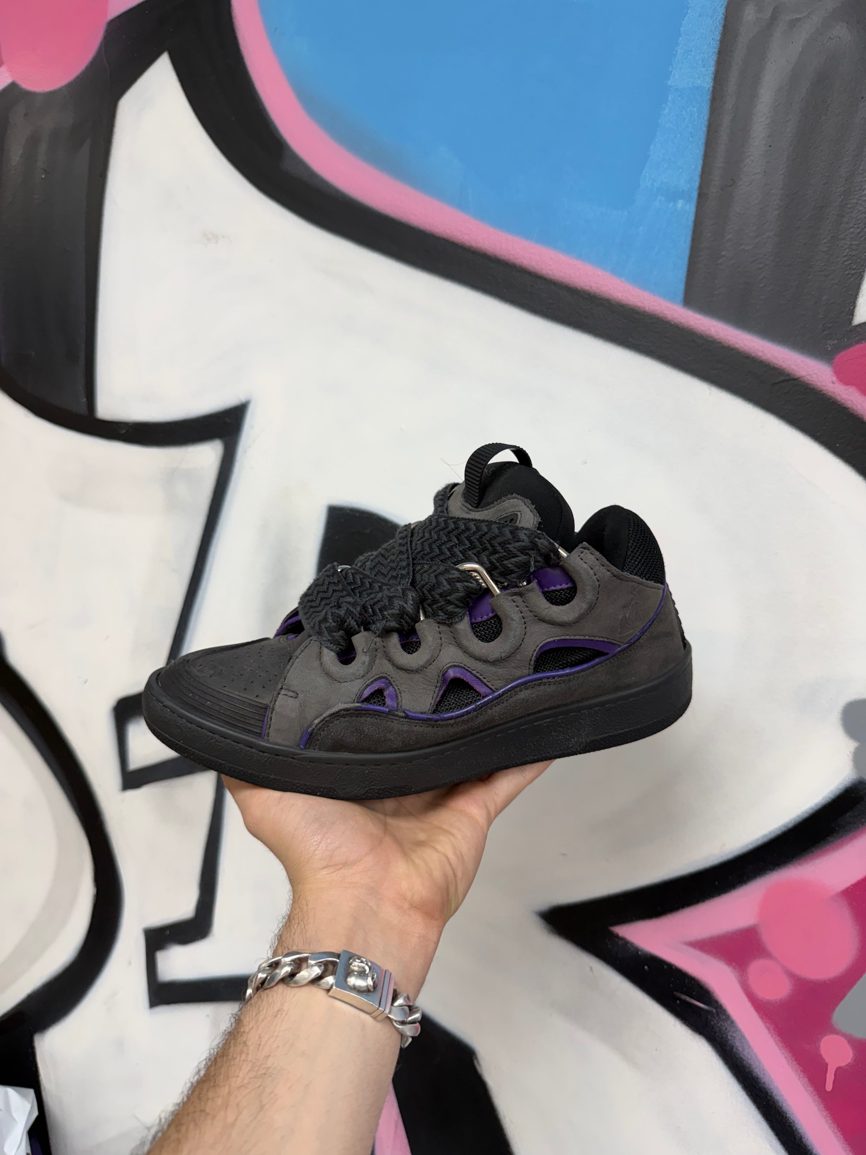 Lanvin Curb Grey Purple Sneakers