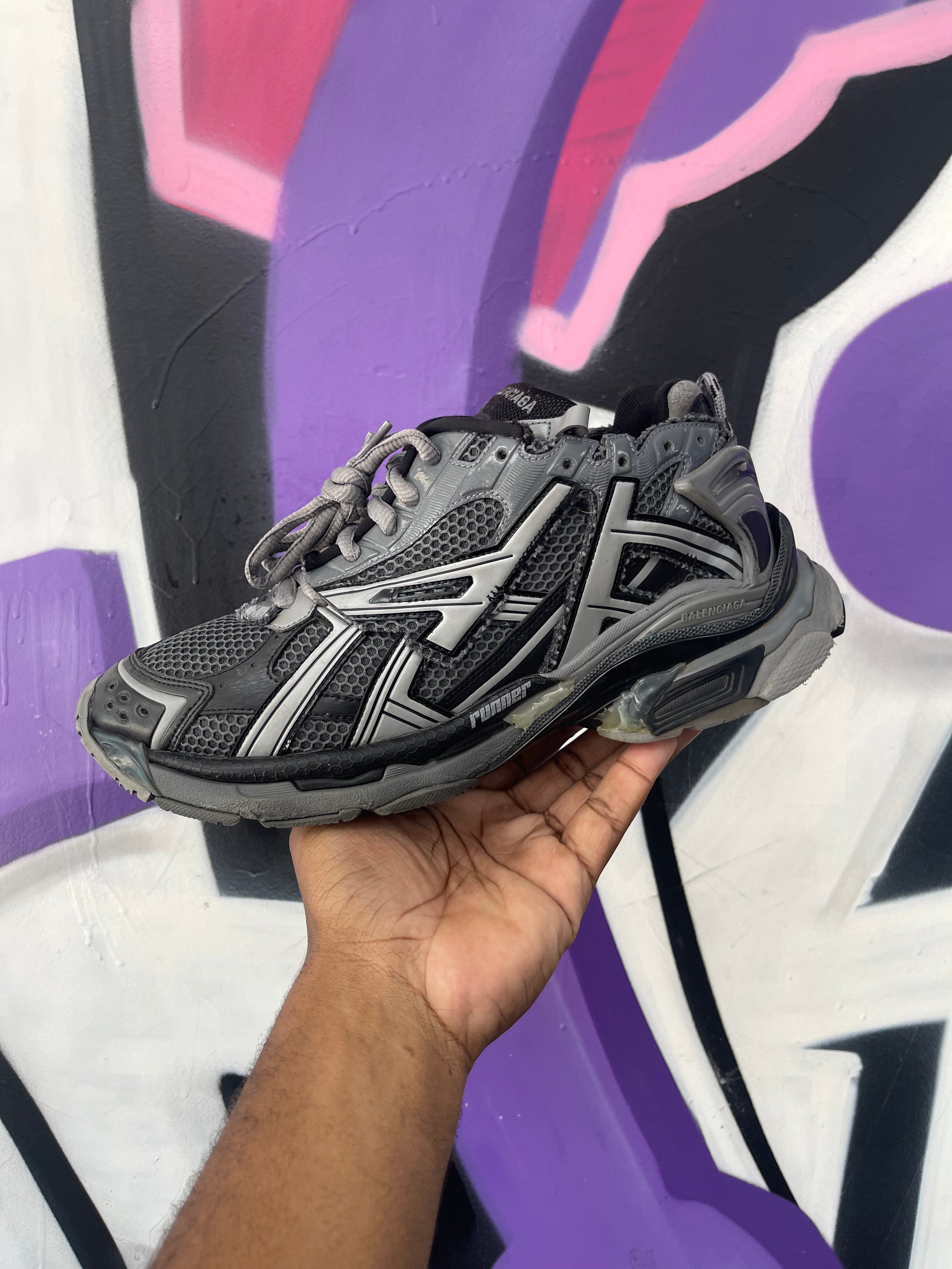 Balenciaga Grey Tonal Runner Sneakers