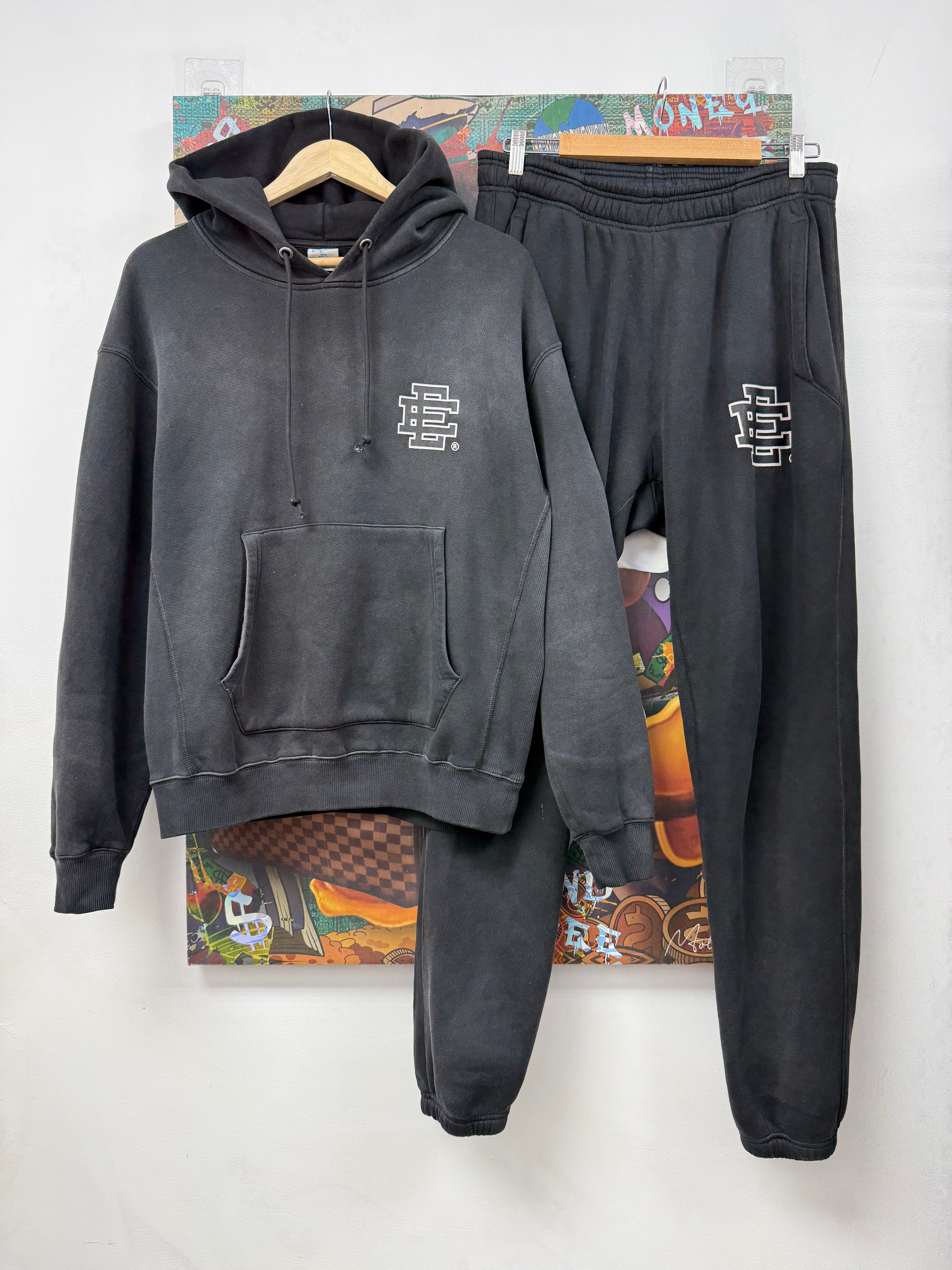Eric Emanuel Black Wash White Logo Sweatsuit
