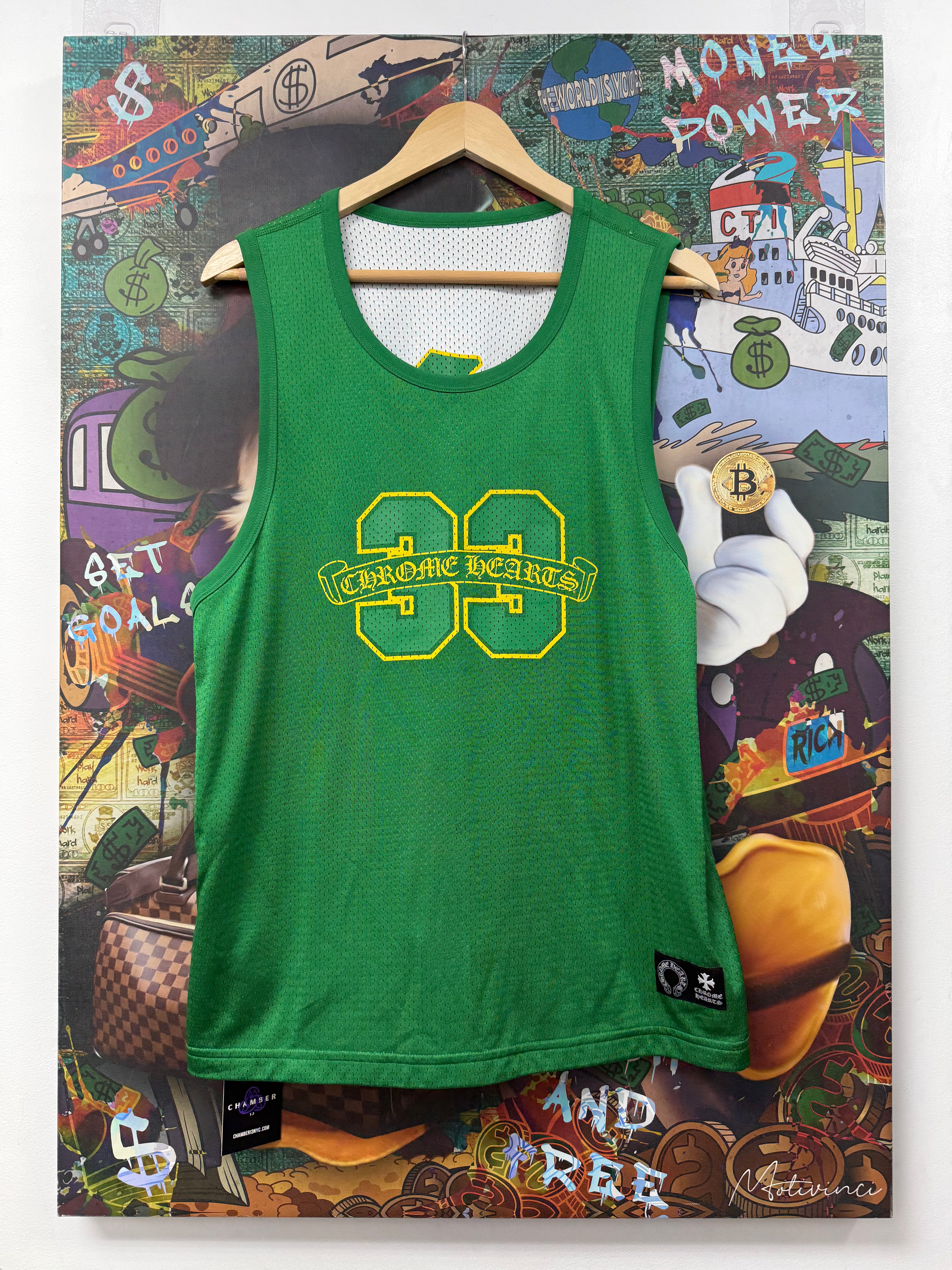 Chrome Hearts Green Yellow CH Basketball Jersey