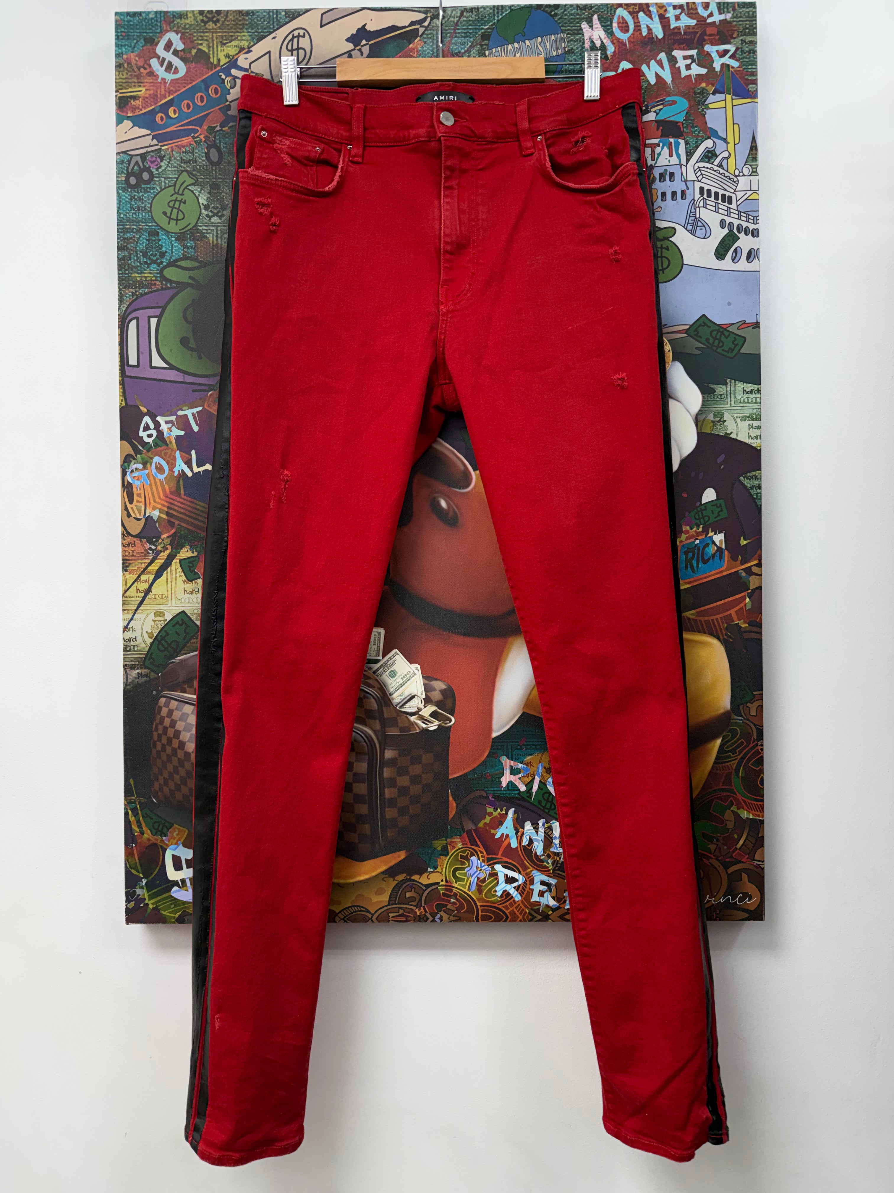 Amiri Red Black Stripe Jeans