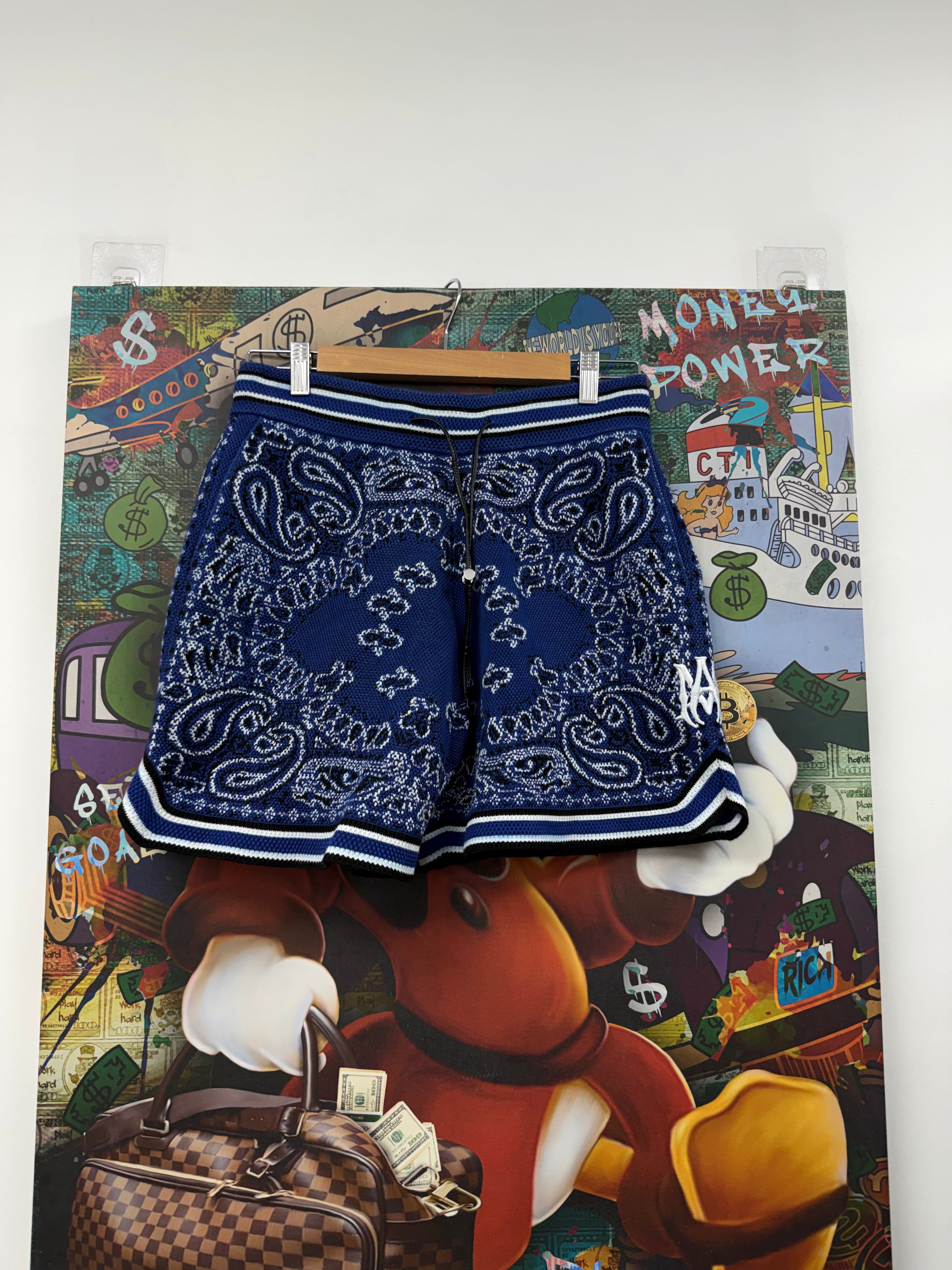 Amiri B-Ball Bandana Blue Shorts
