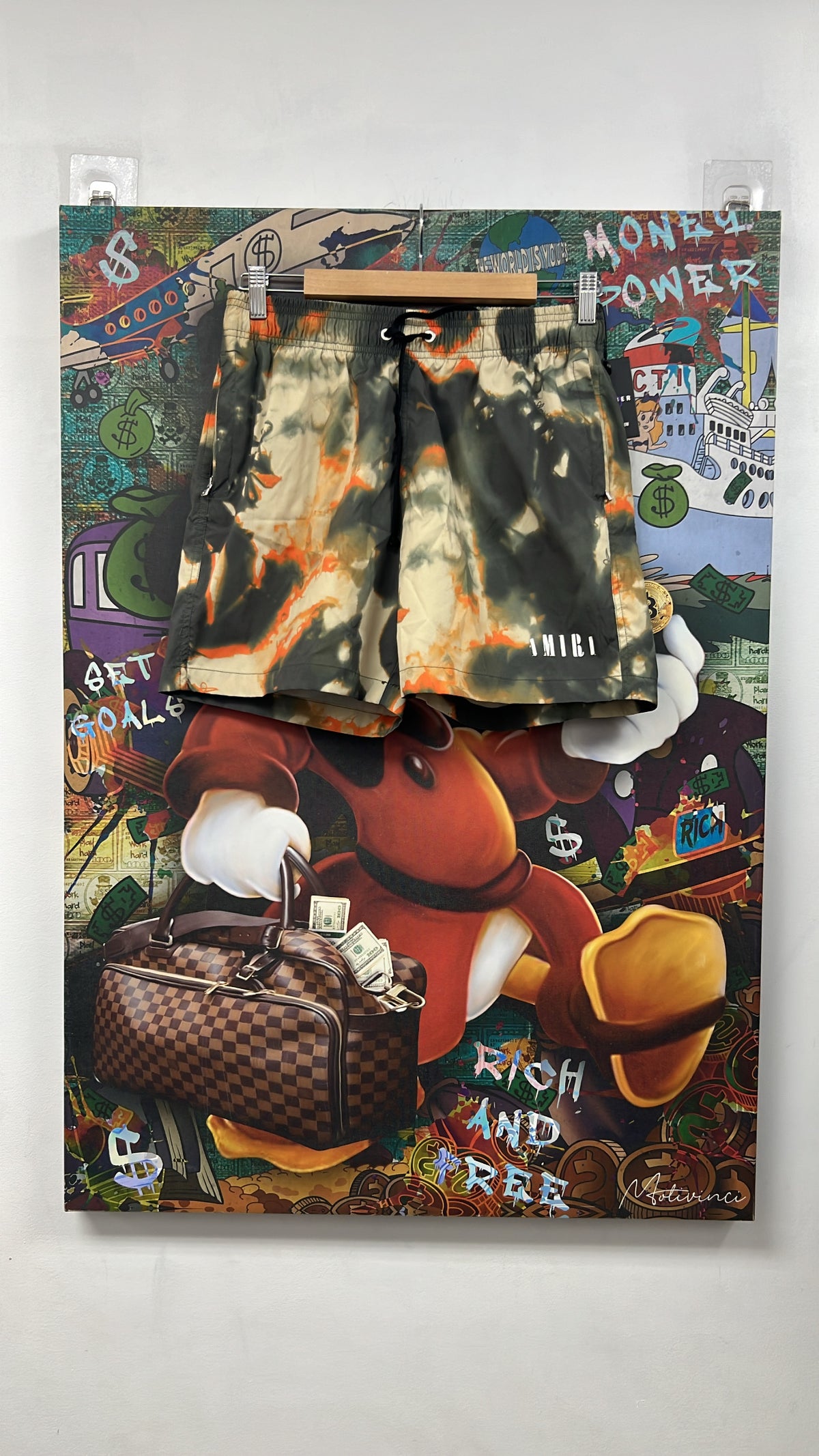 Amiri Tie Dye Camo Swim Trunks