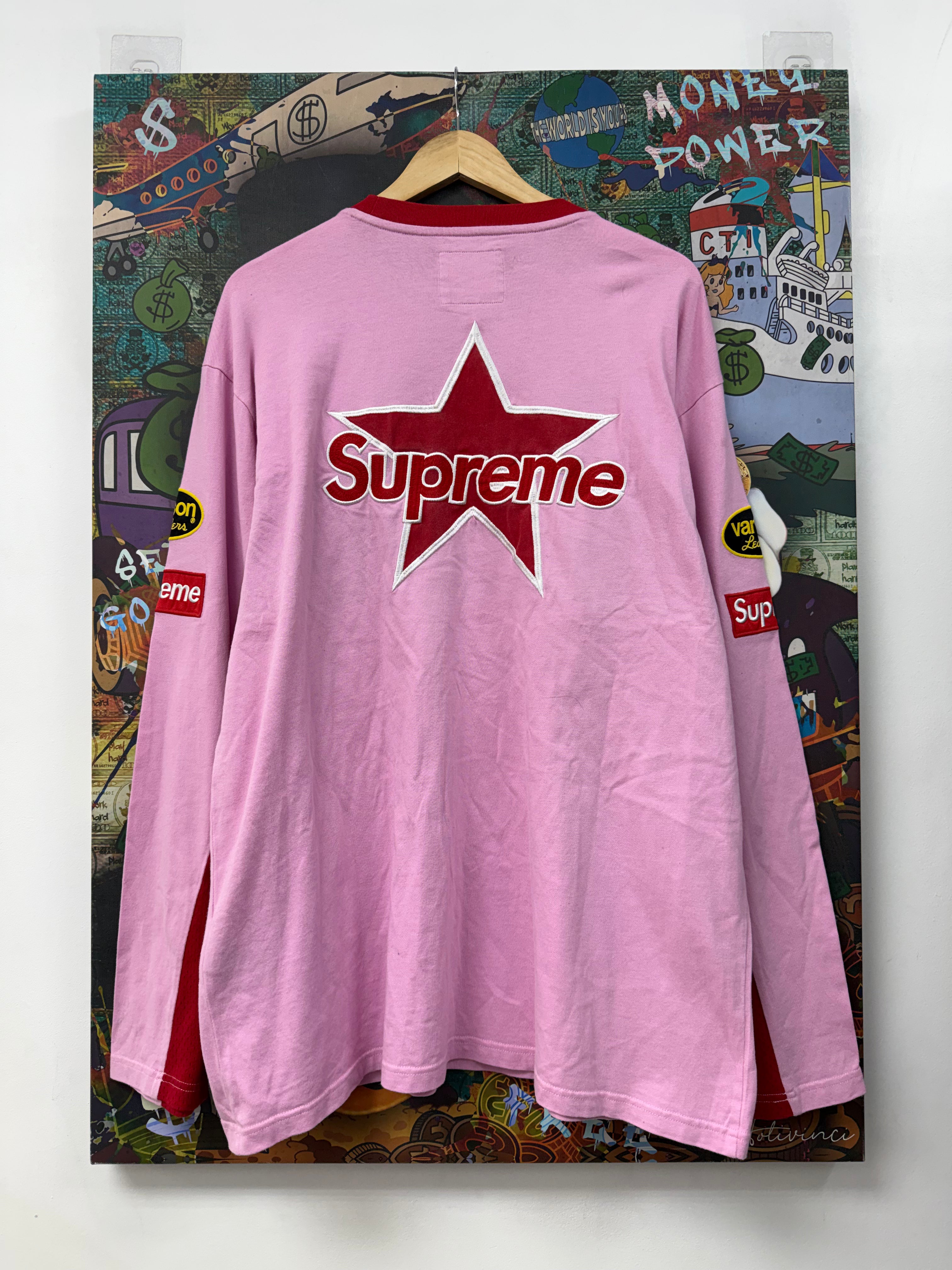 Supreme Vanson Pink Red Long Sleeve