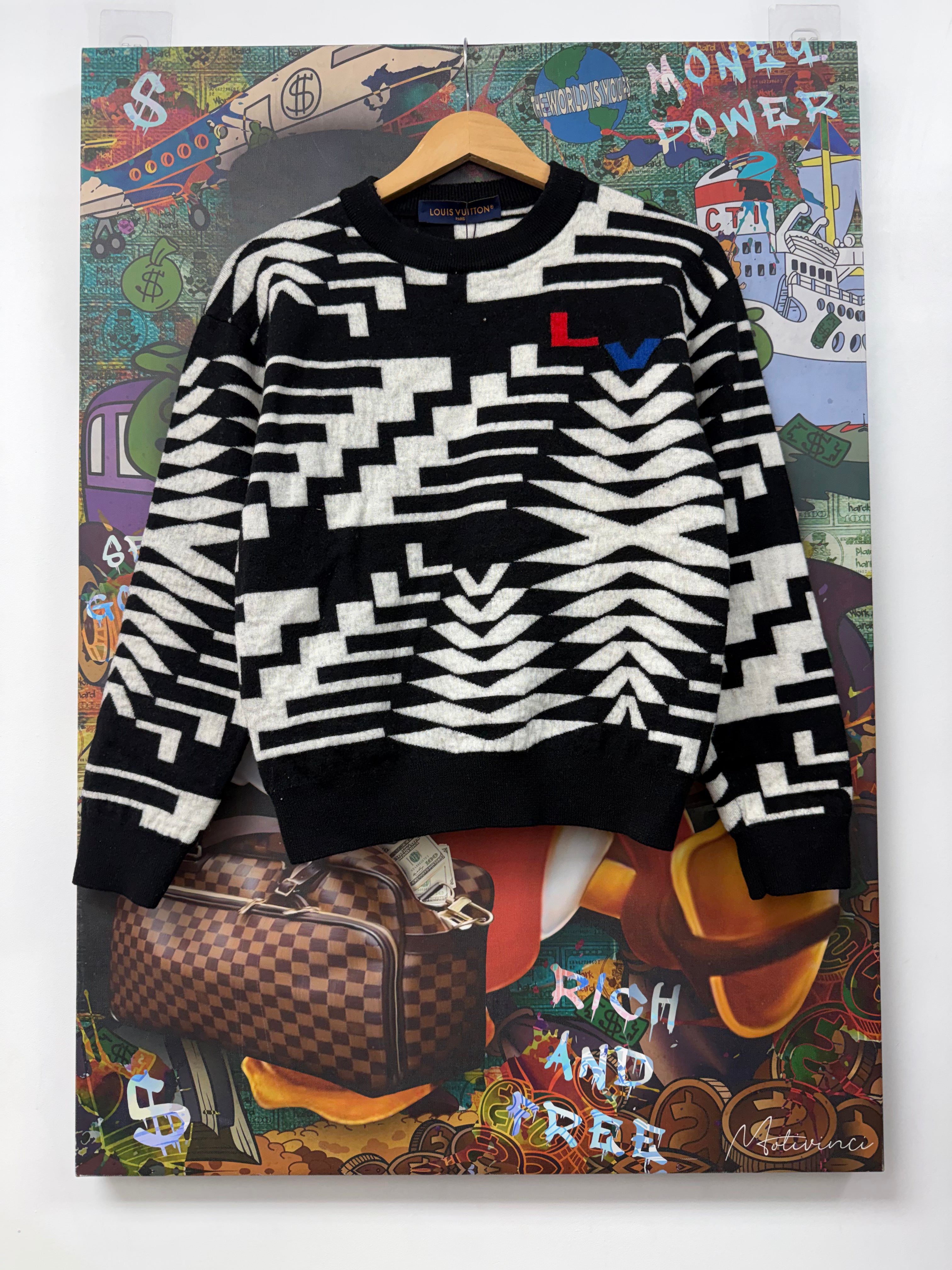 Louis Vuitton Black Red Blue Logo Logo Sweater