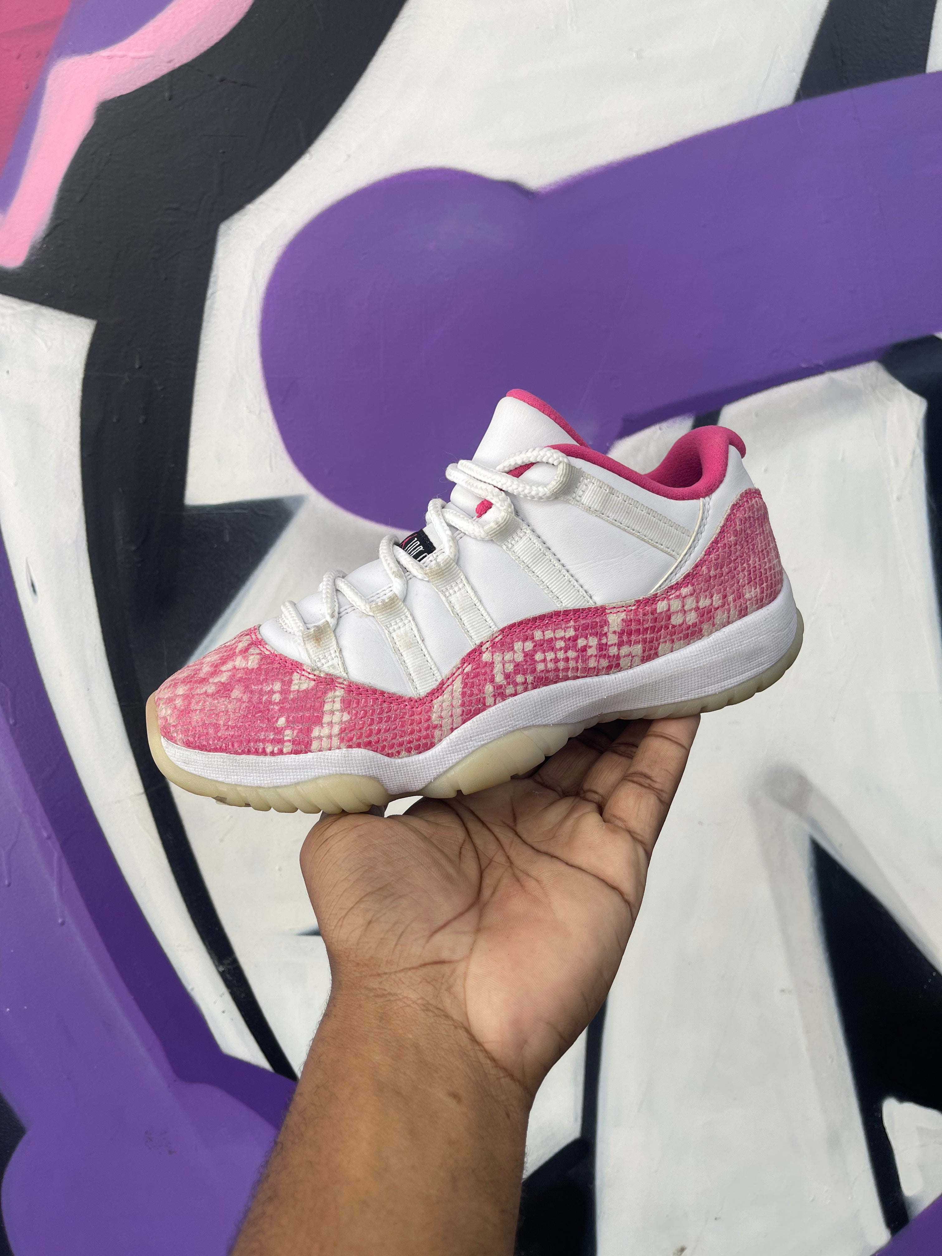 Jordan 11 Low Pink Snakeskin Sneakers