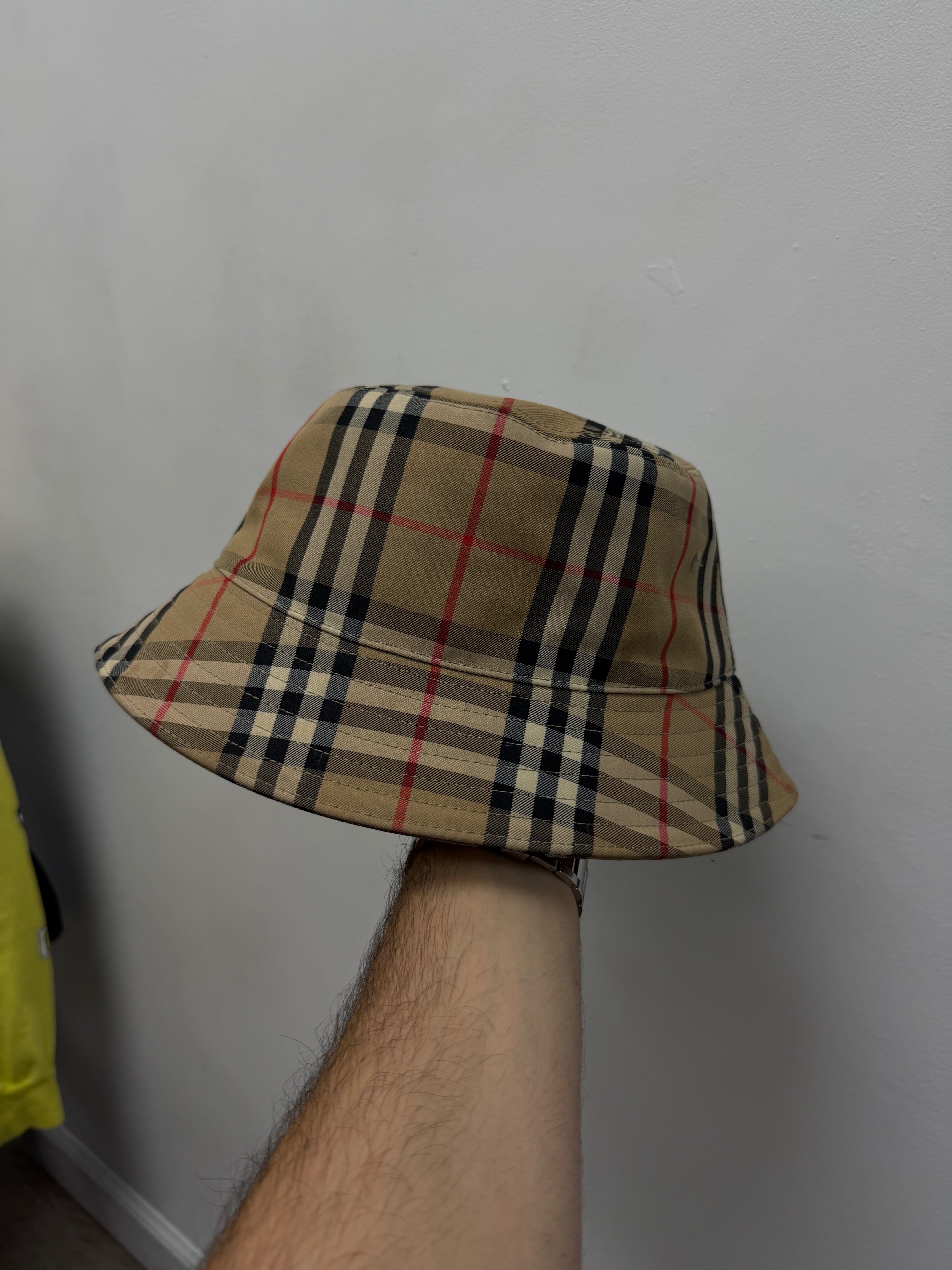 Burberry Plaid Monogram Bucket Hat Hat