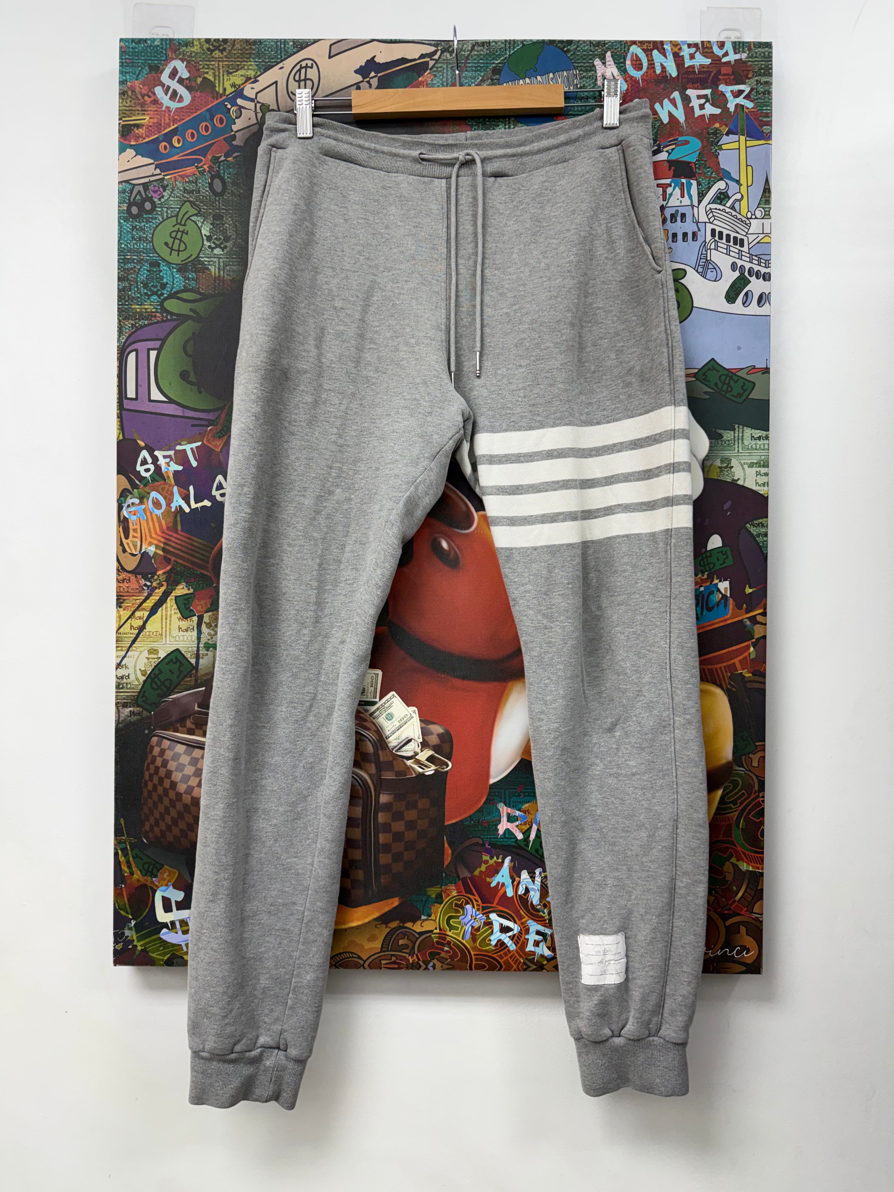 Thom Browne Grey White 4 Bar Sweats