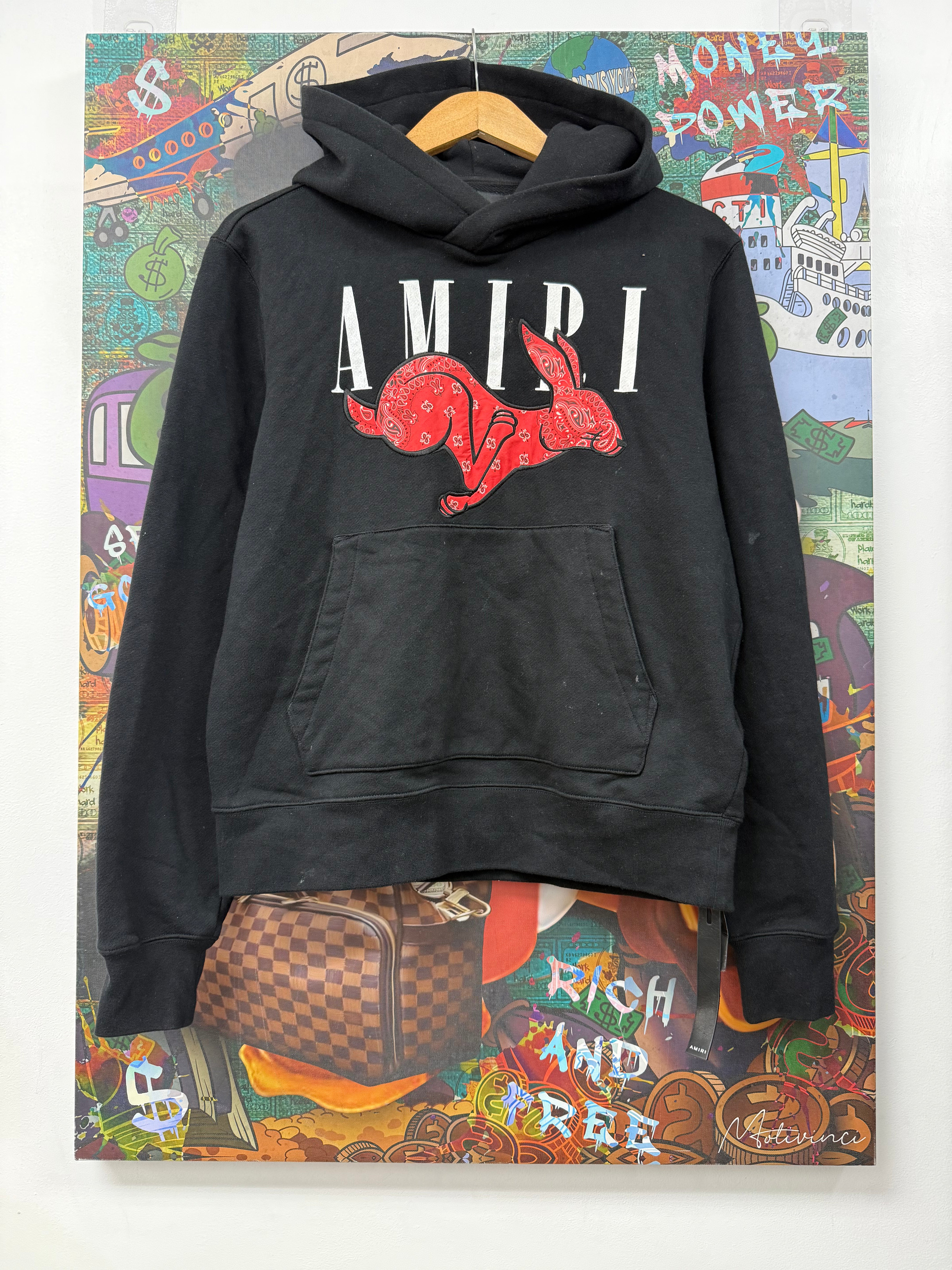 Amiri Black Red Bandana Rabbit Hoodie