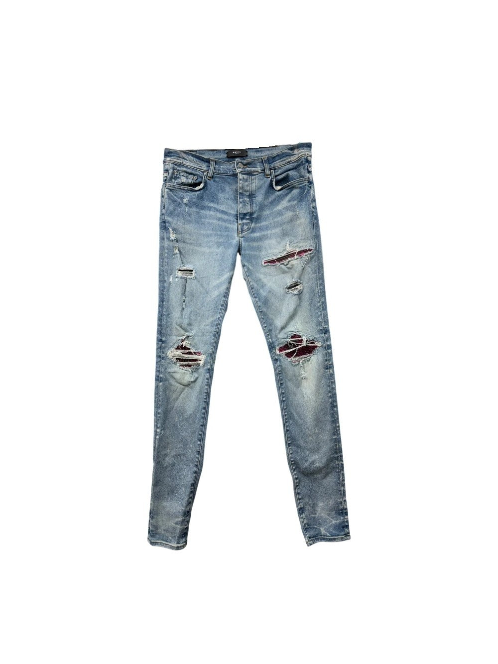 Amiri "MX1" Crackle Patch Light Wash & Pink Jeans