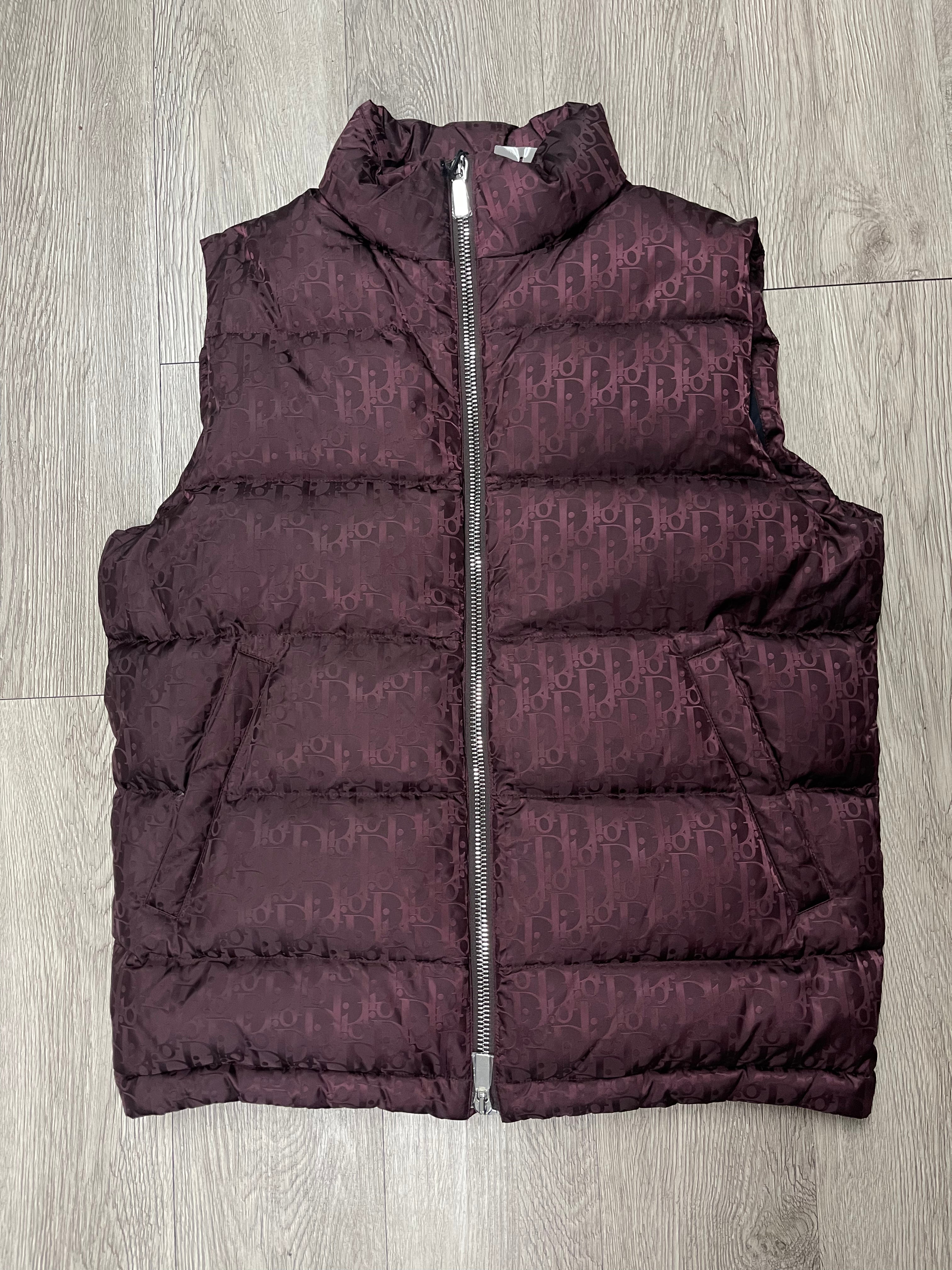 Dior Burgundy Oblique (48) Puffer Vest