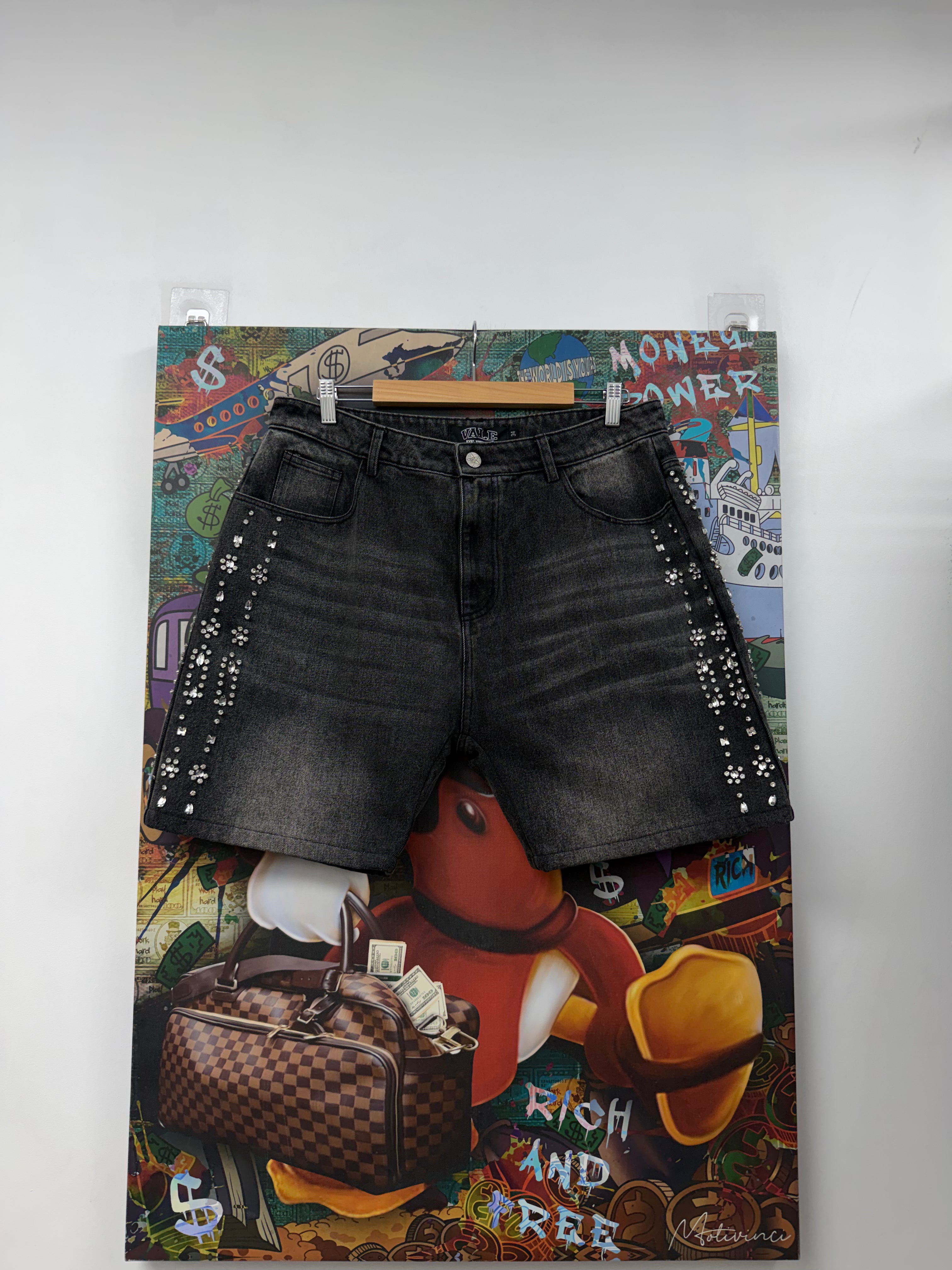 Vale Black Rhinestone Shorts