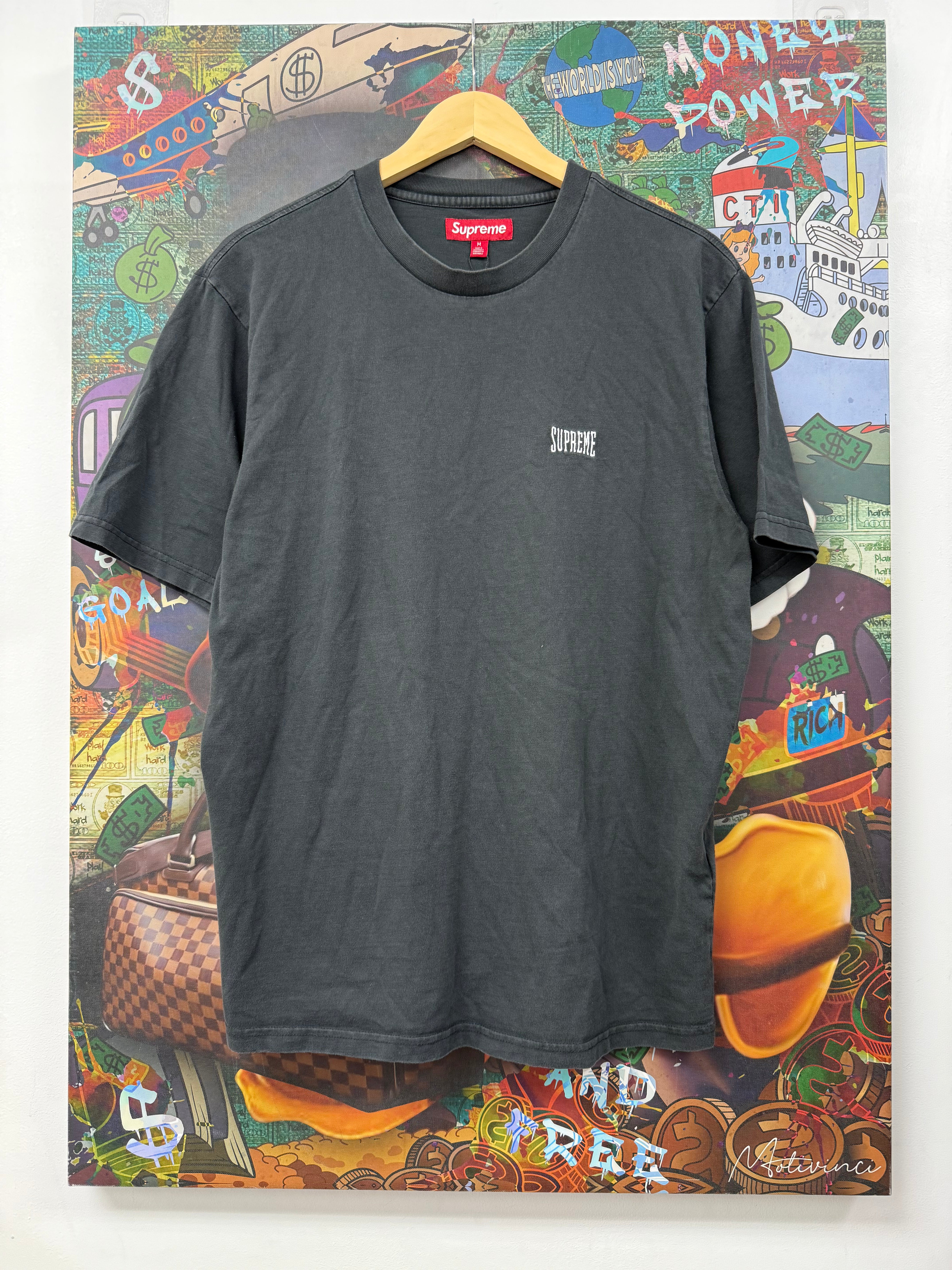 Supreme Grey White Embroidered Tee
