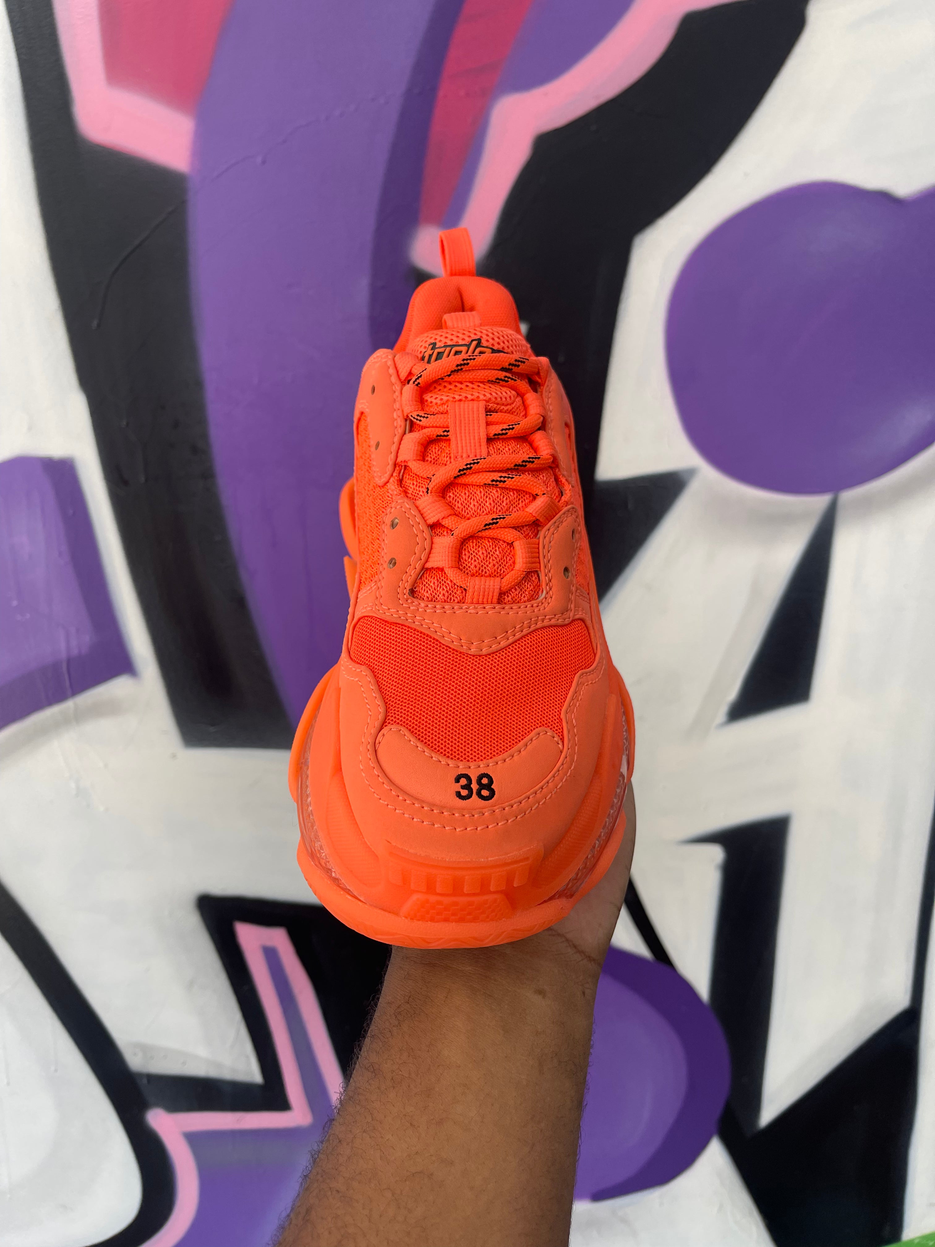 Balenciaga Triple S Orange Used 38 With Box