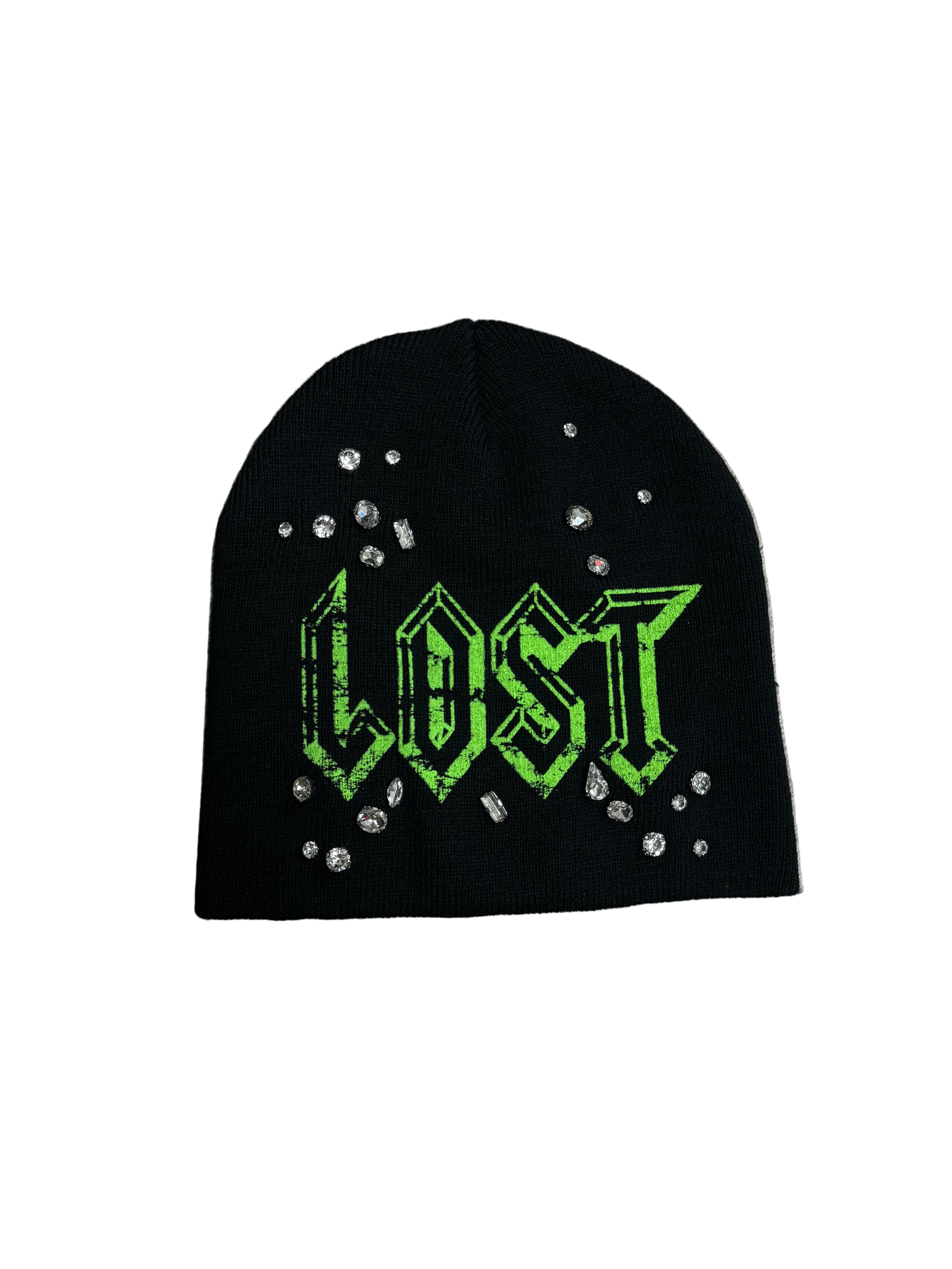 Lost Intricacy 'Gemstone' Black & Green Beanie
