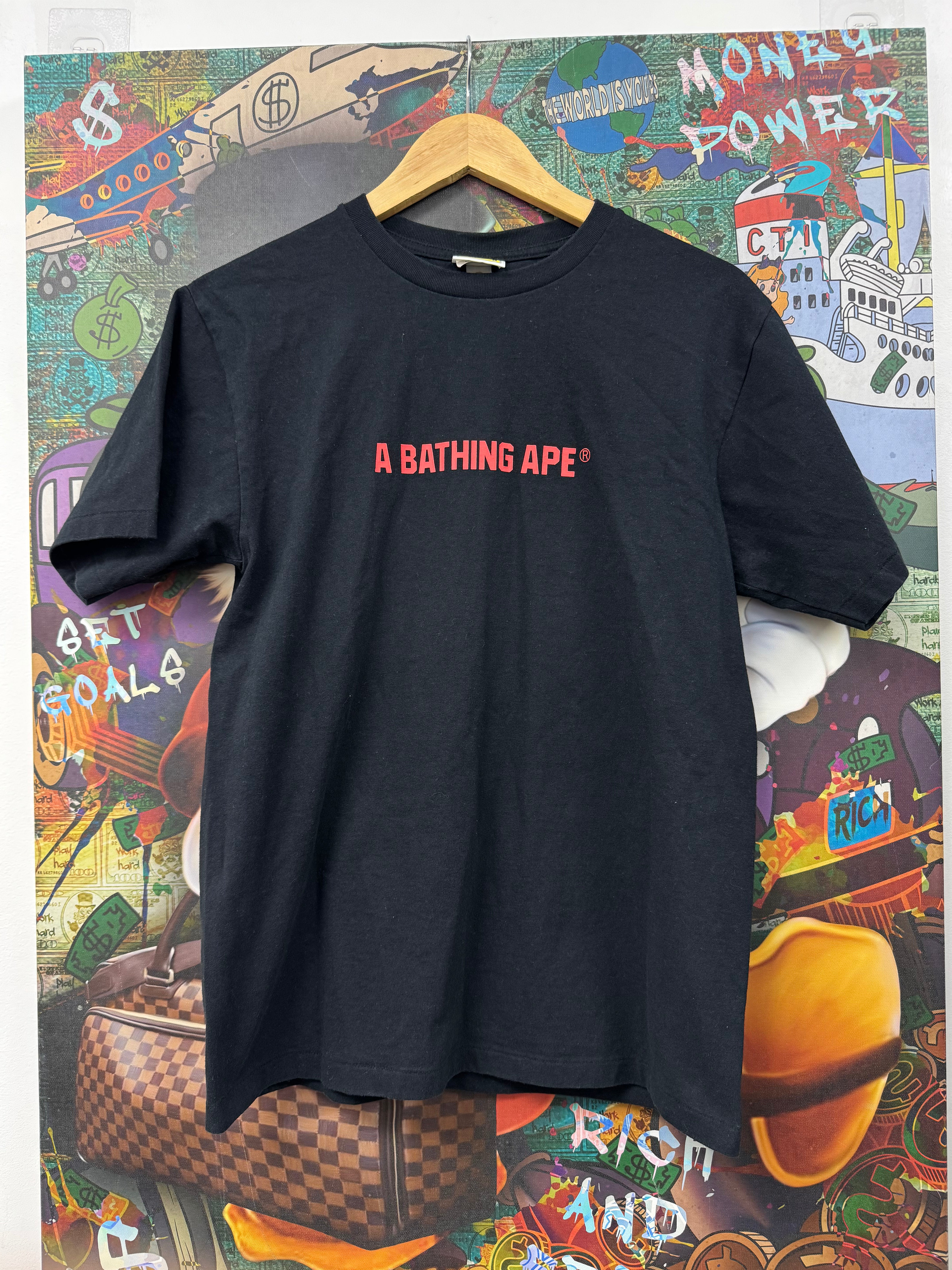 BAPE Black Red APE Head Camo Photo Tee
