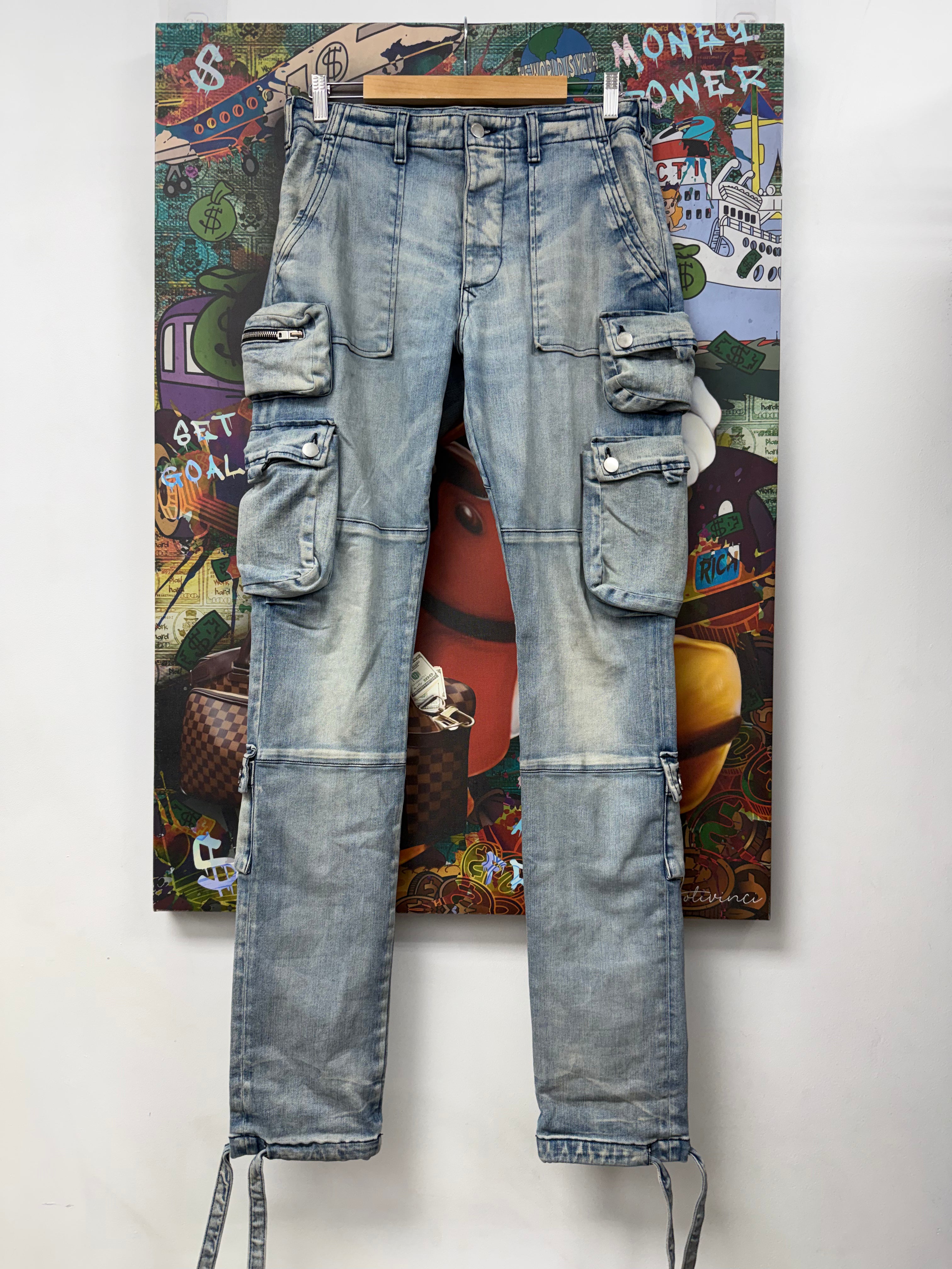 Amiri Light Wash Tactical Cargo Jeans