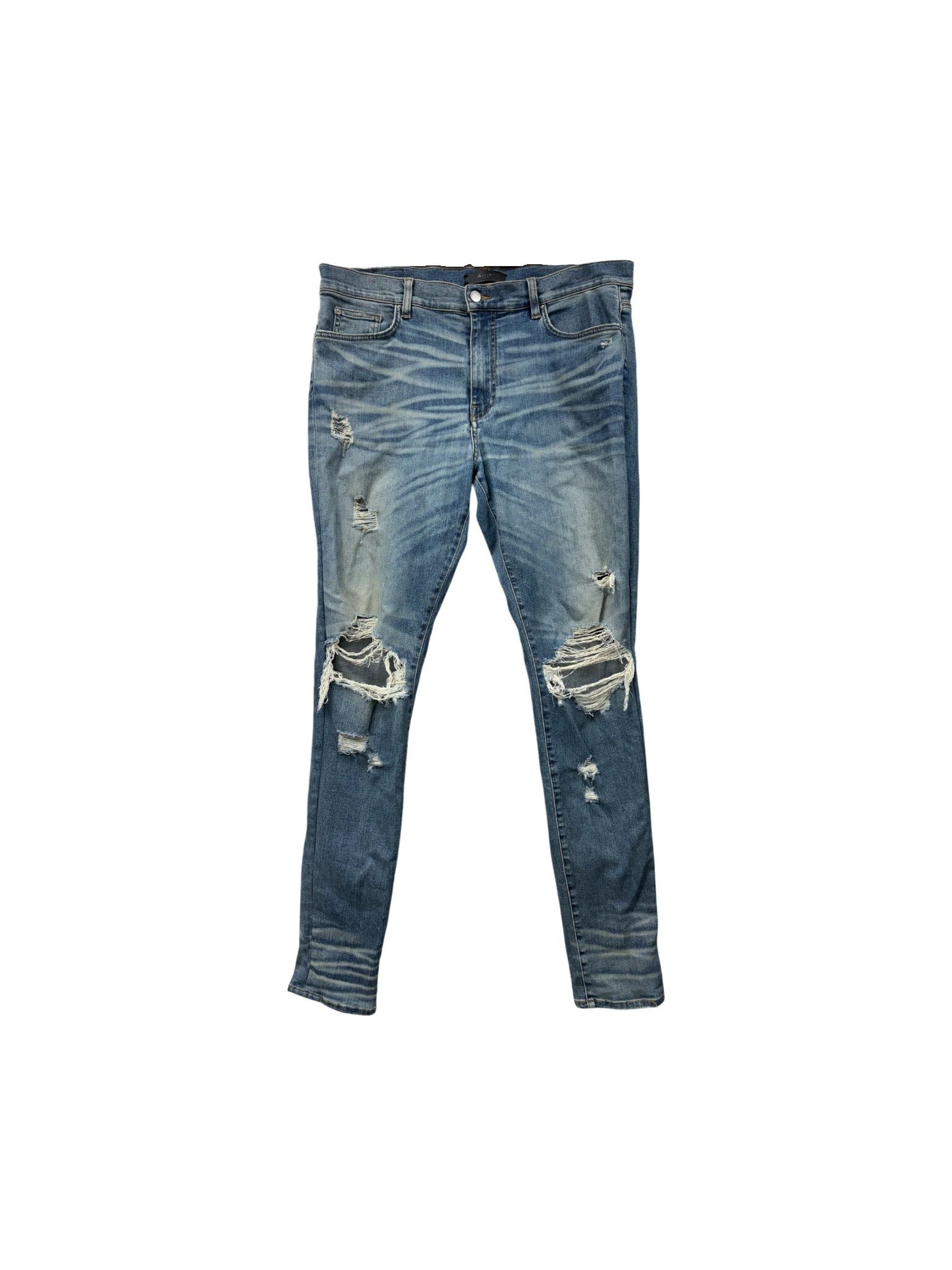 Amiri Ripped Thrasher Light Wash Jeans