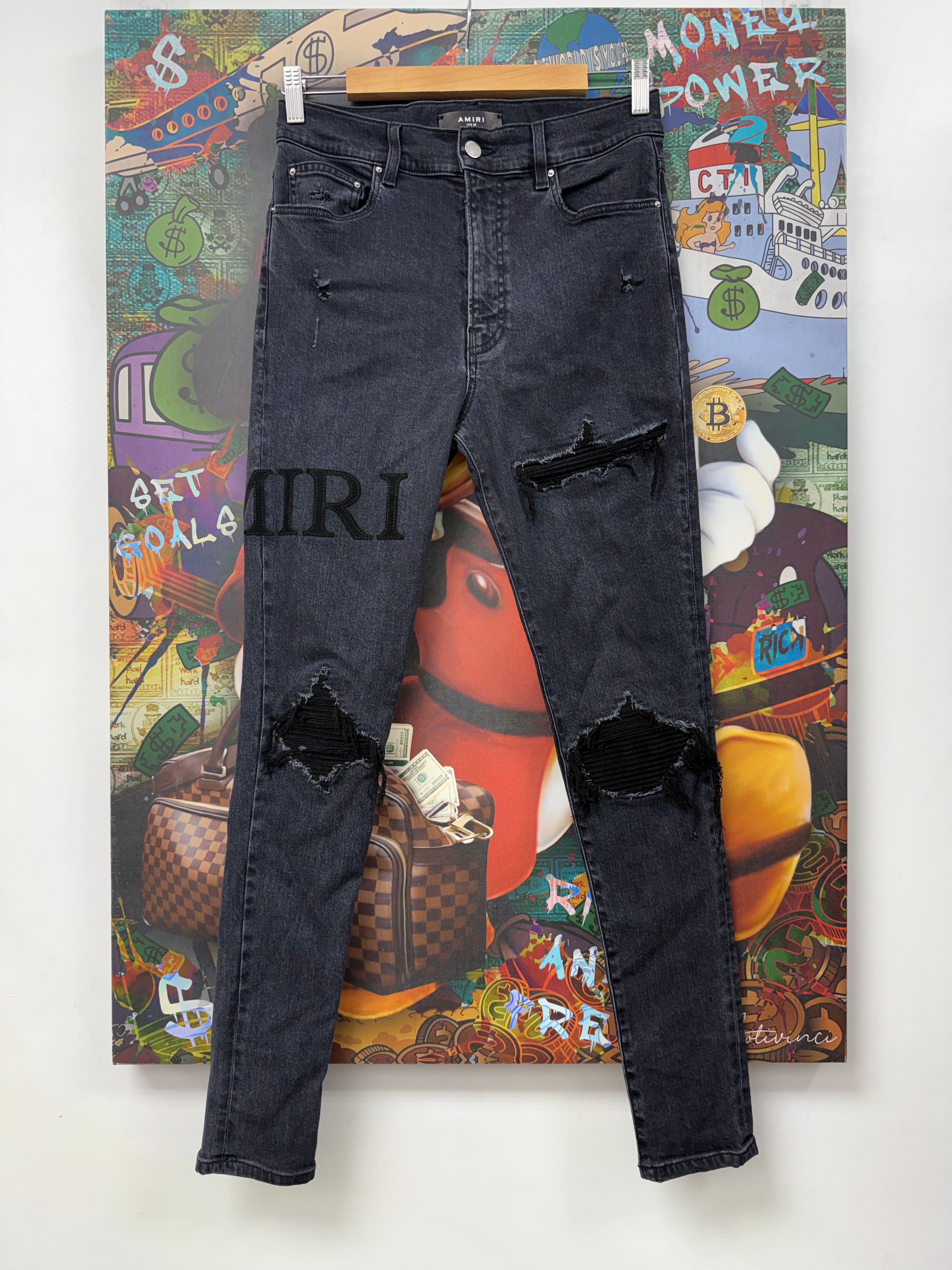 Amiri Black Wash Black Patch Tonal Side Logo Jeans