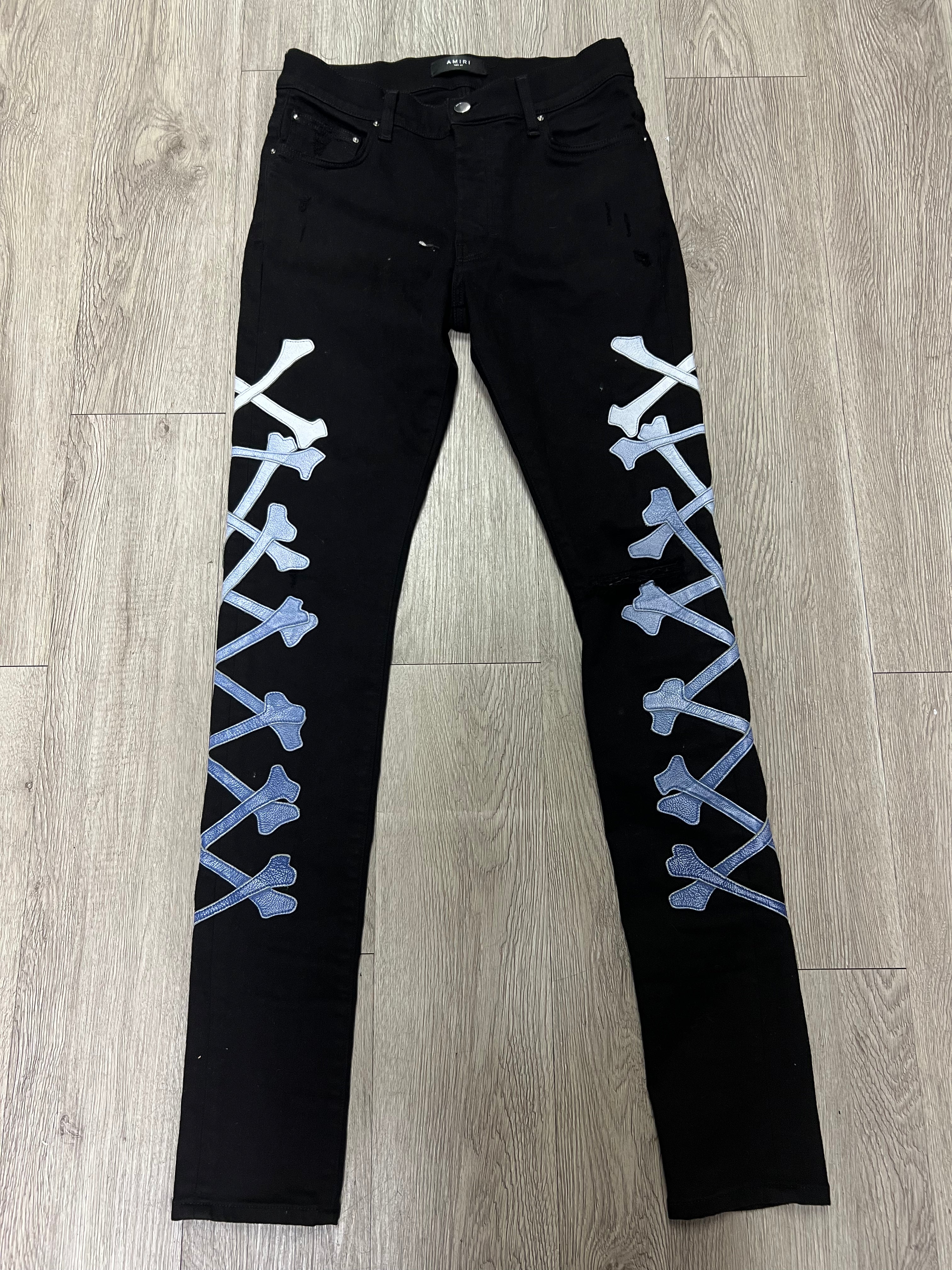 Amiri Black Blue Gradient Bones Jeans