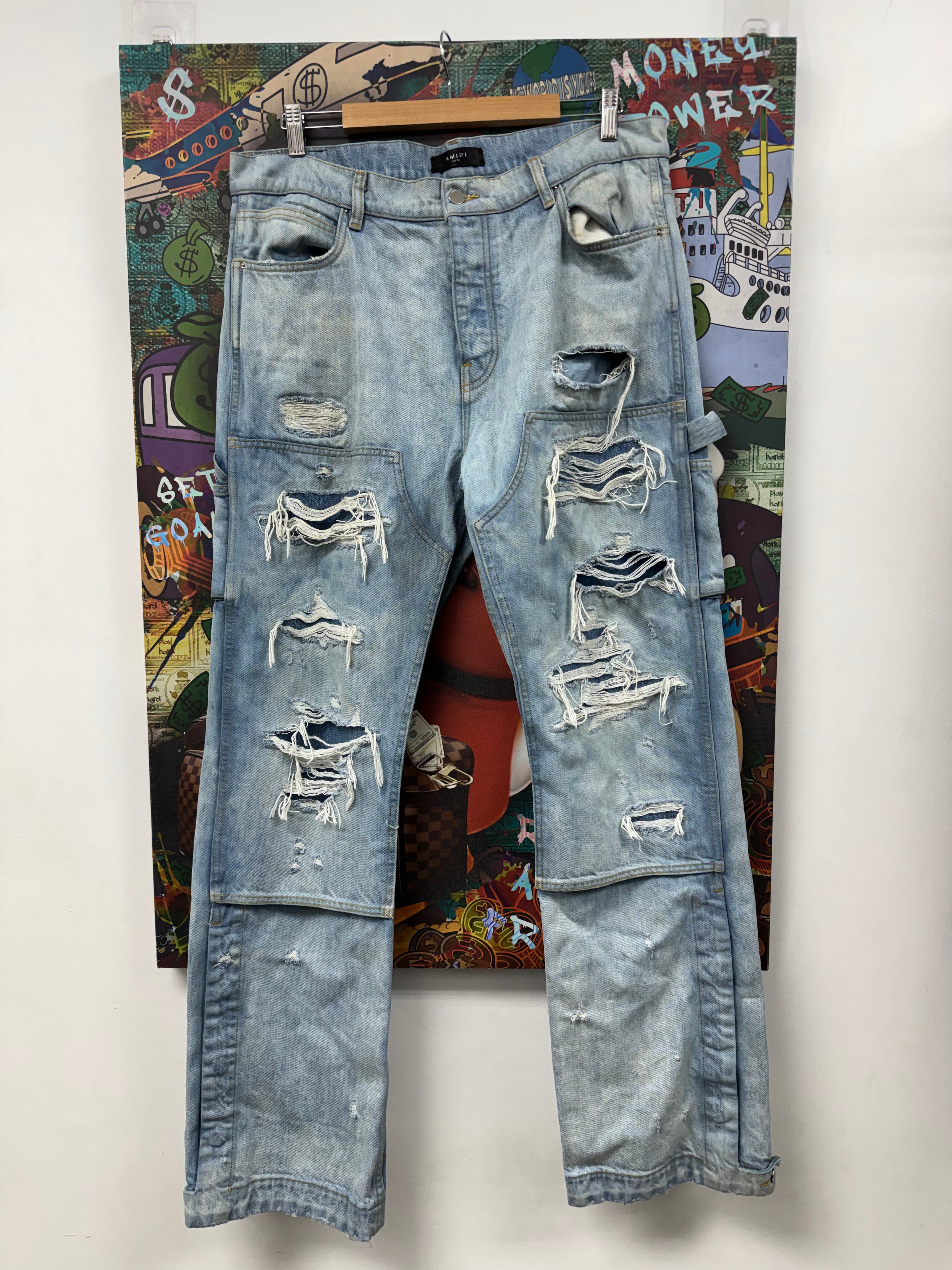 Amiri Distressed Denim Double Knee Jeans
