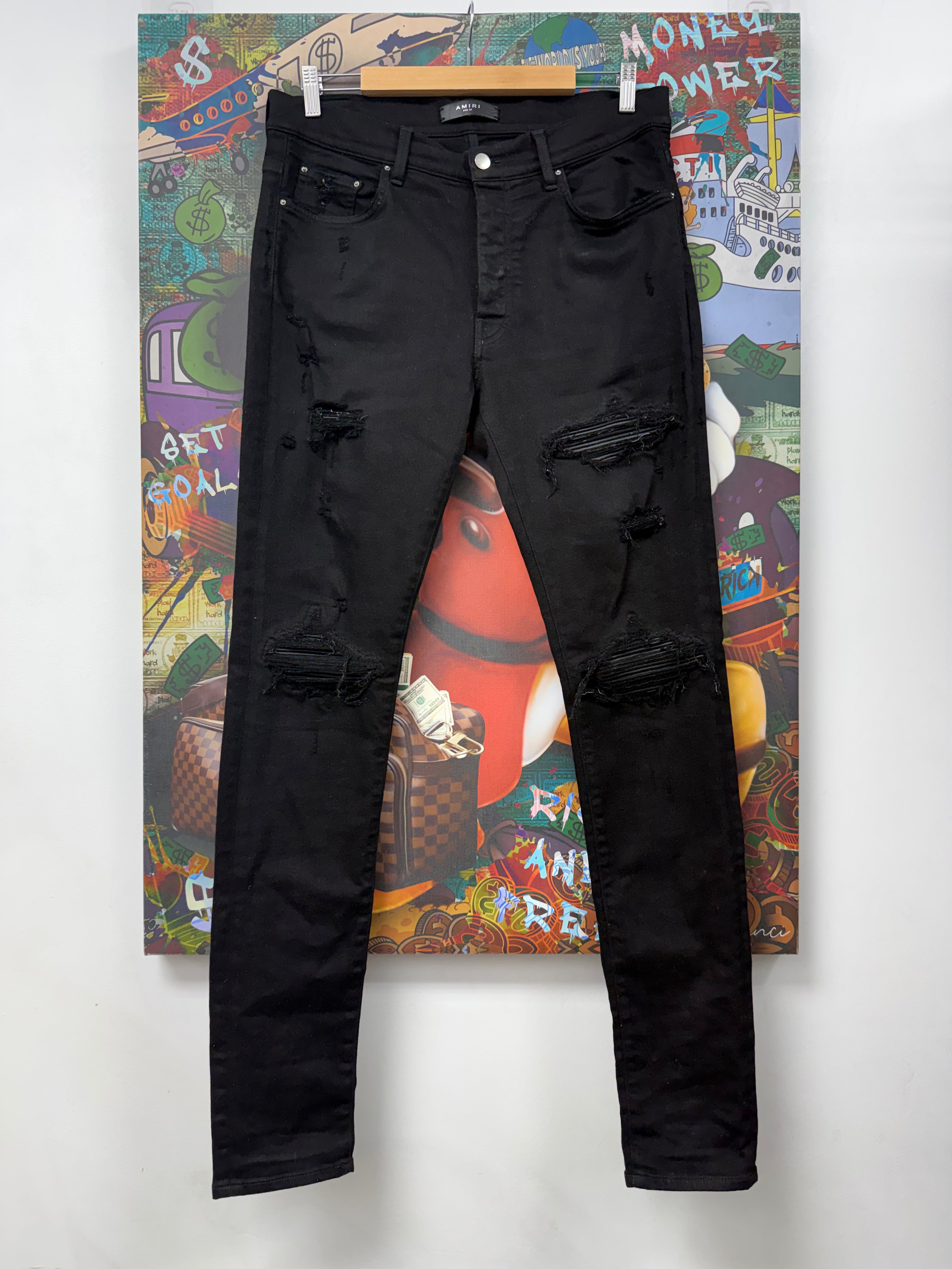 Amiri MX1 Black Black Patch Jeans