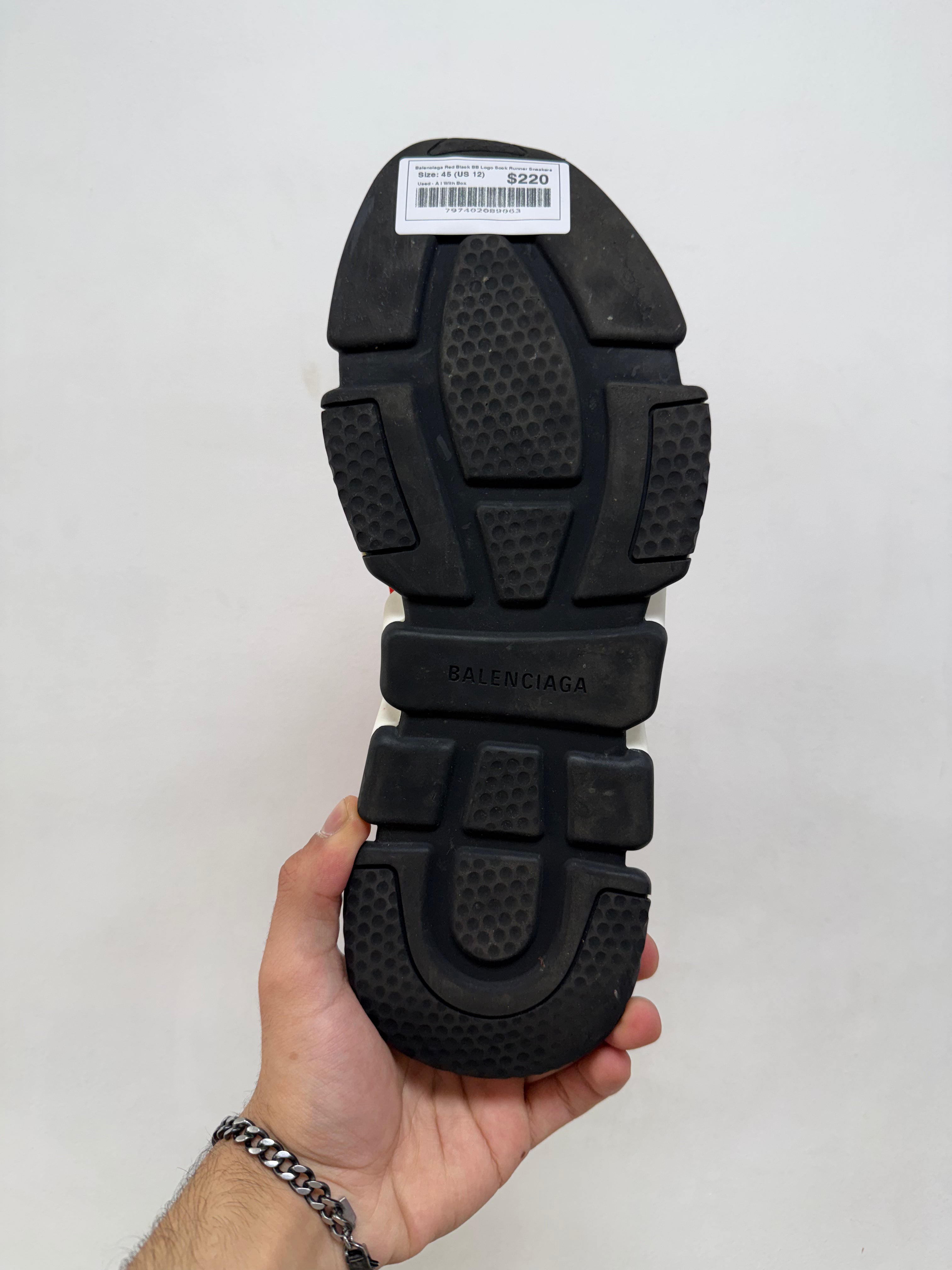 Balenciaga Red Black BB Logo Sock Runner Sneakers