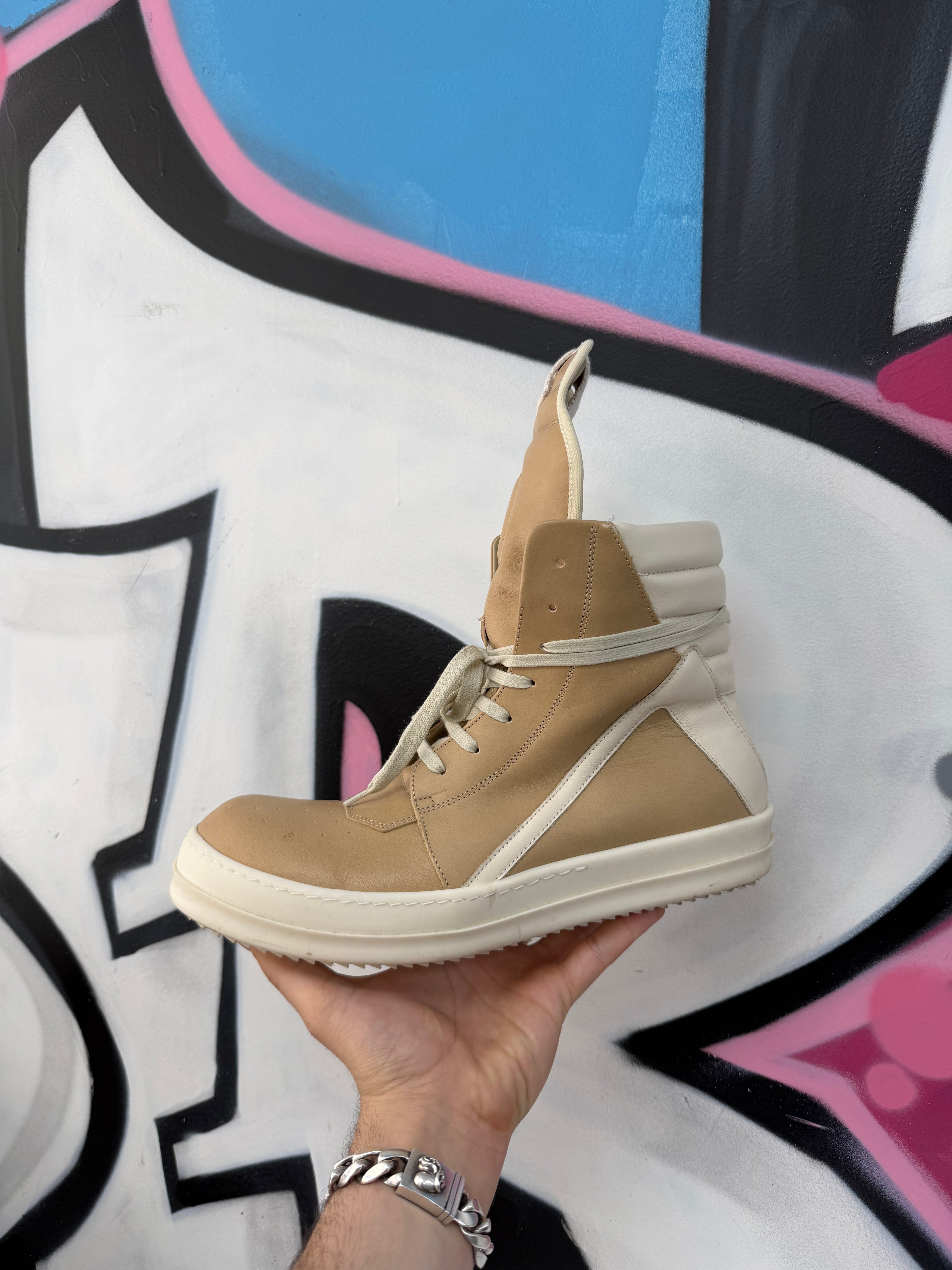 Rick Owens Parchment Geobasket Sneakers