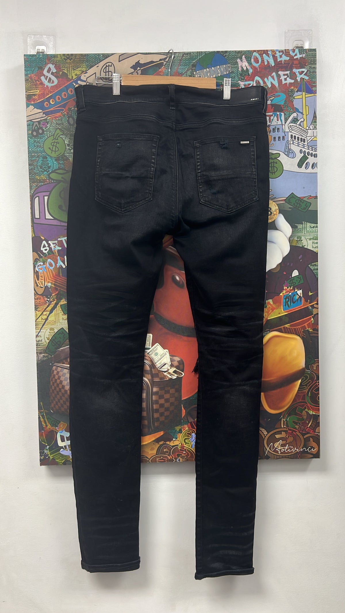 Amiri Black Cheetah Thrasher Jeans